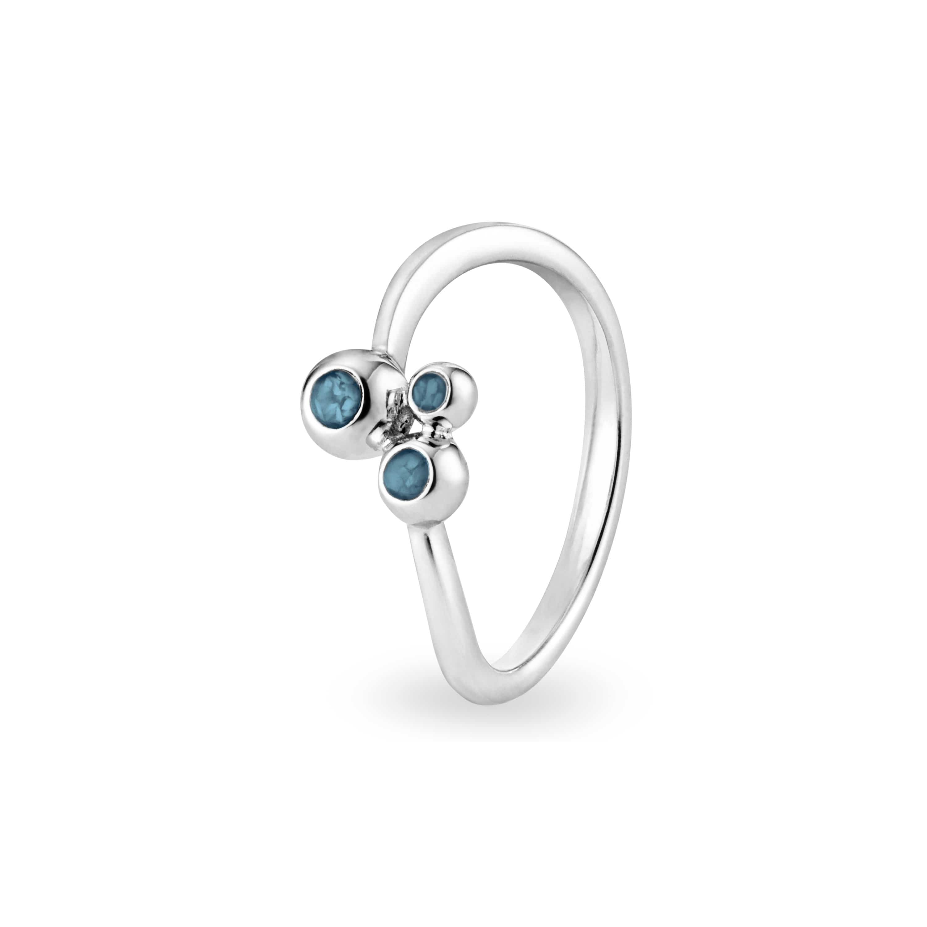 EverWith Ladies Rondure Array Triple Memorial Ashes Ring Blue