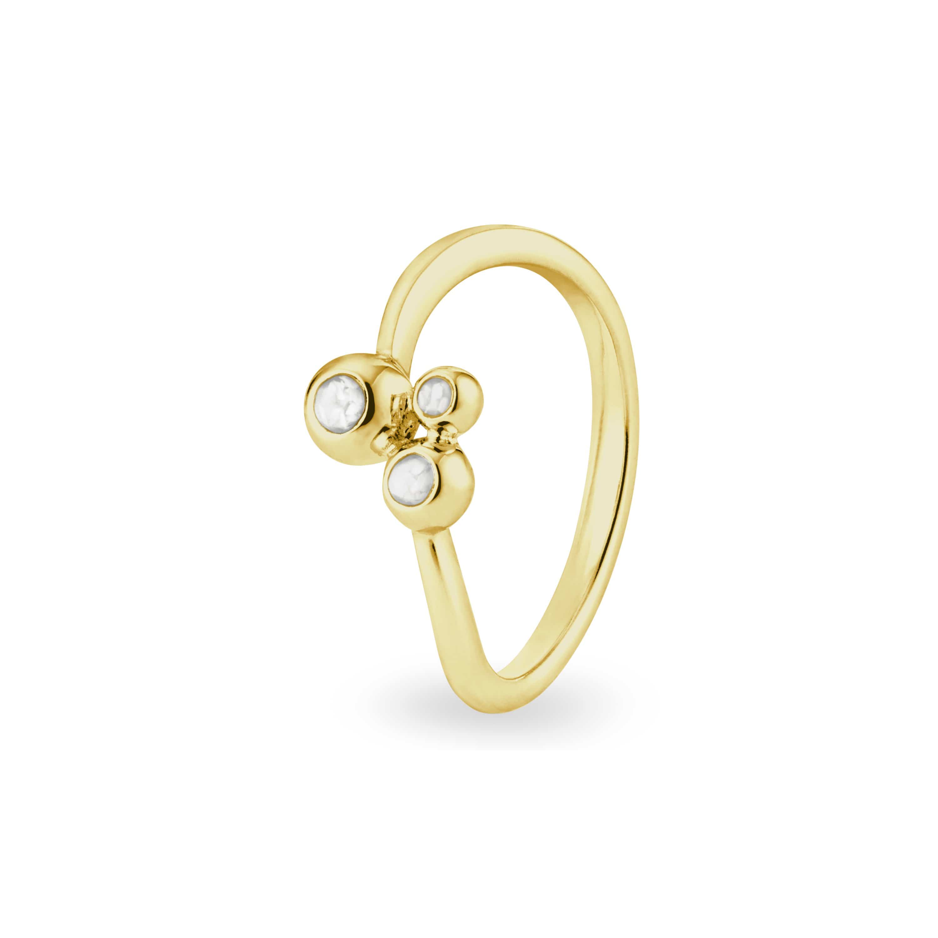 EverWith Ladies Rondure Array Triple Memorial Ashes Ring 9k Yellow Gold White