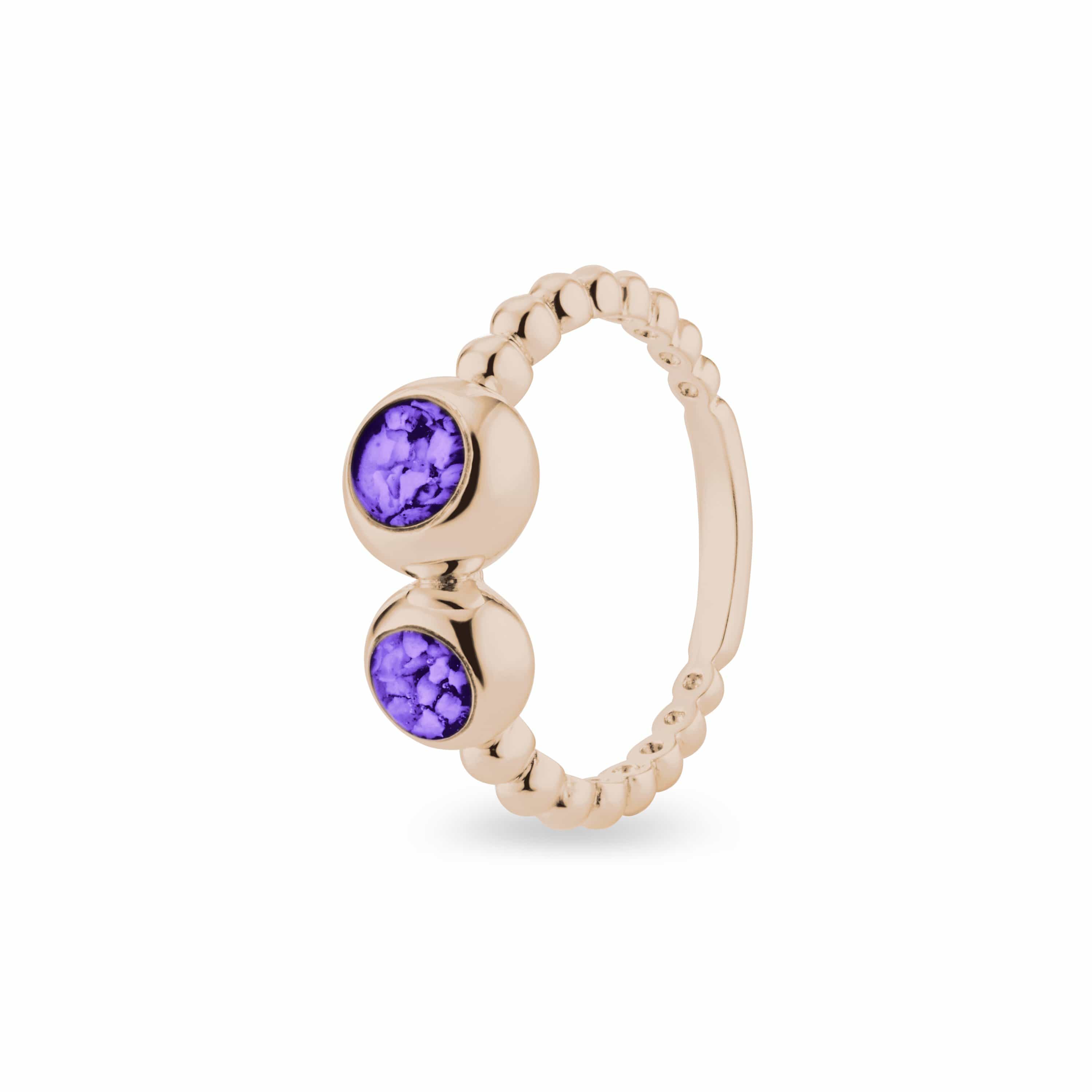 EverWith Ladies Rondure Double Array Bubble Band Memorial Ashes Ring 9k Rose Gold Purple
