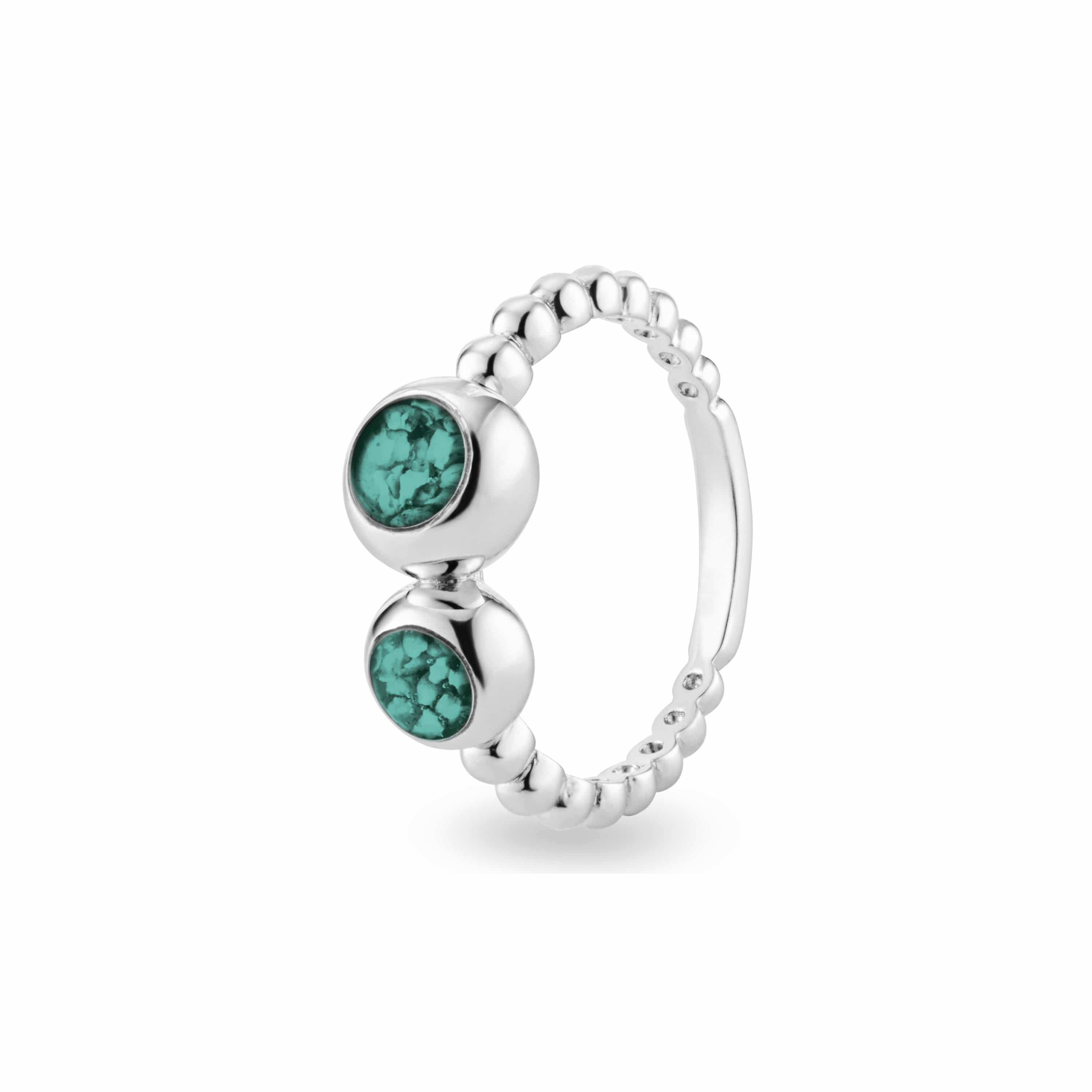 EverWith Ladies Rondure Double Array Bubble Band Memorial Ashes Ring Aqua