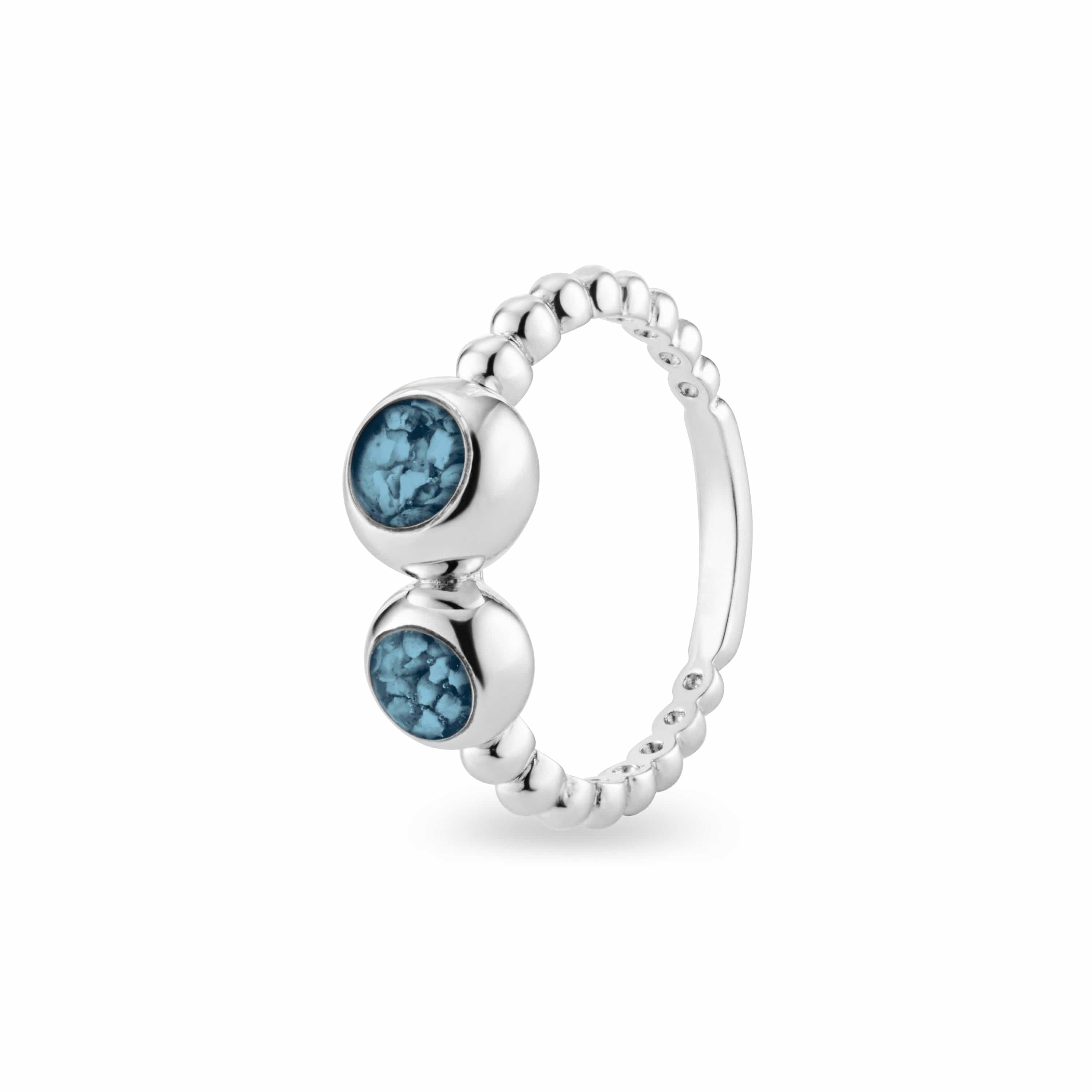 EverWith Ladies Rondure Double Array Bubble Band Memorial Ashes Ring Blue