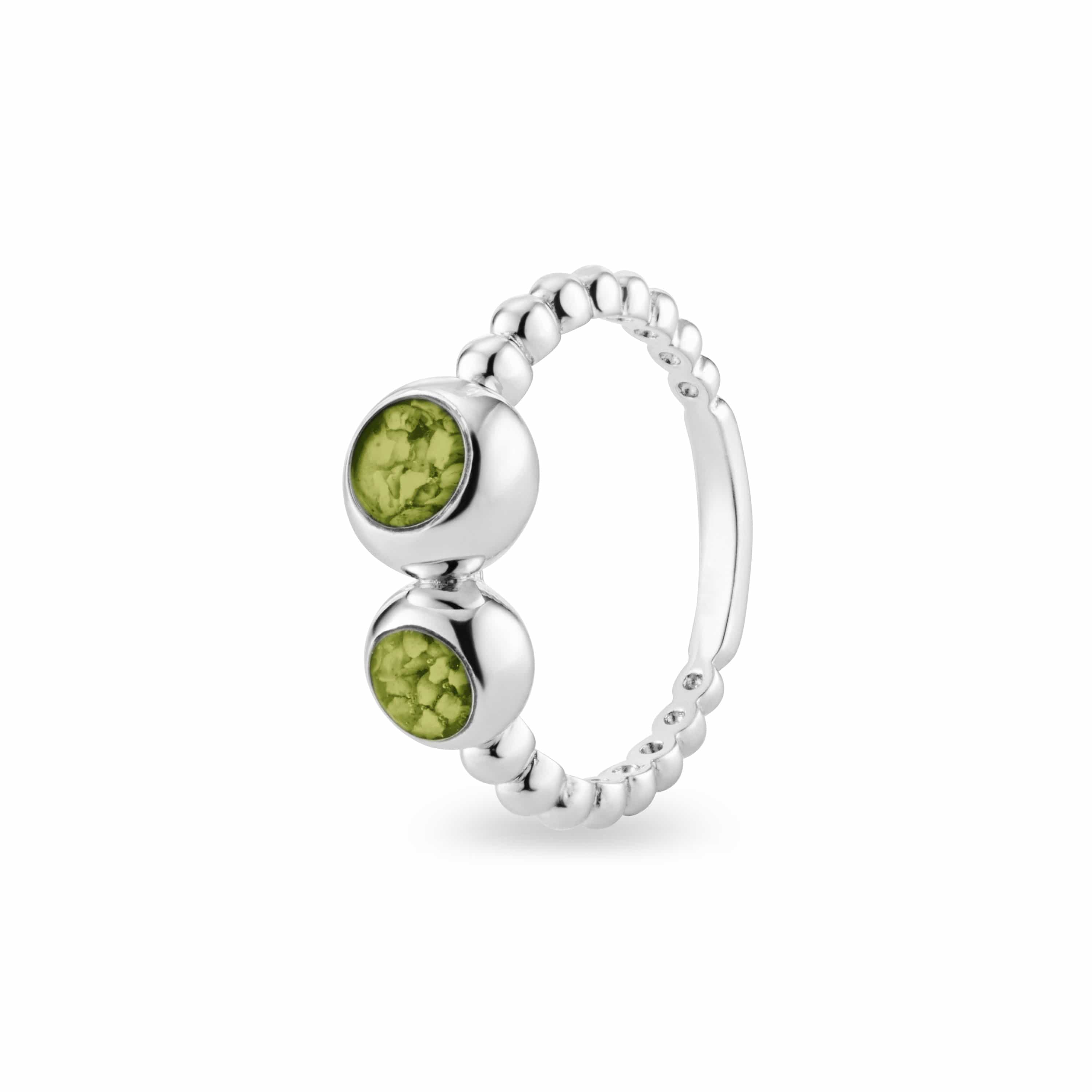 EverWith Ladies Rondure Double Array Bubble Band Memorial Ashes Ring Green