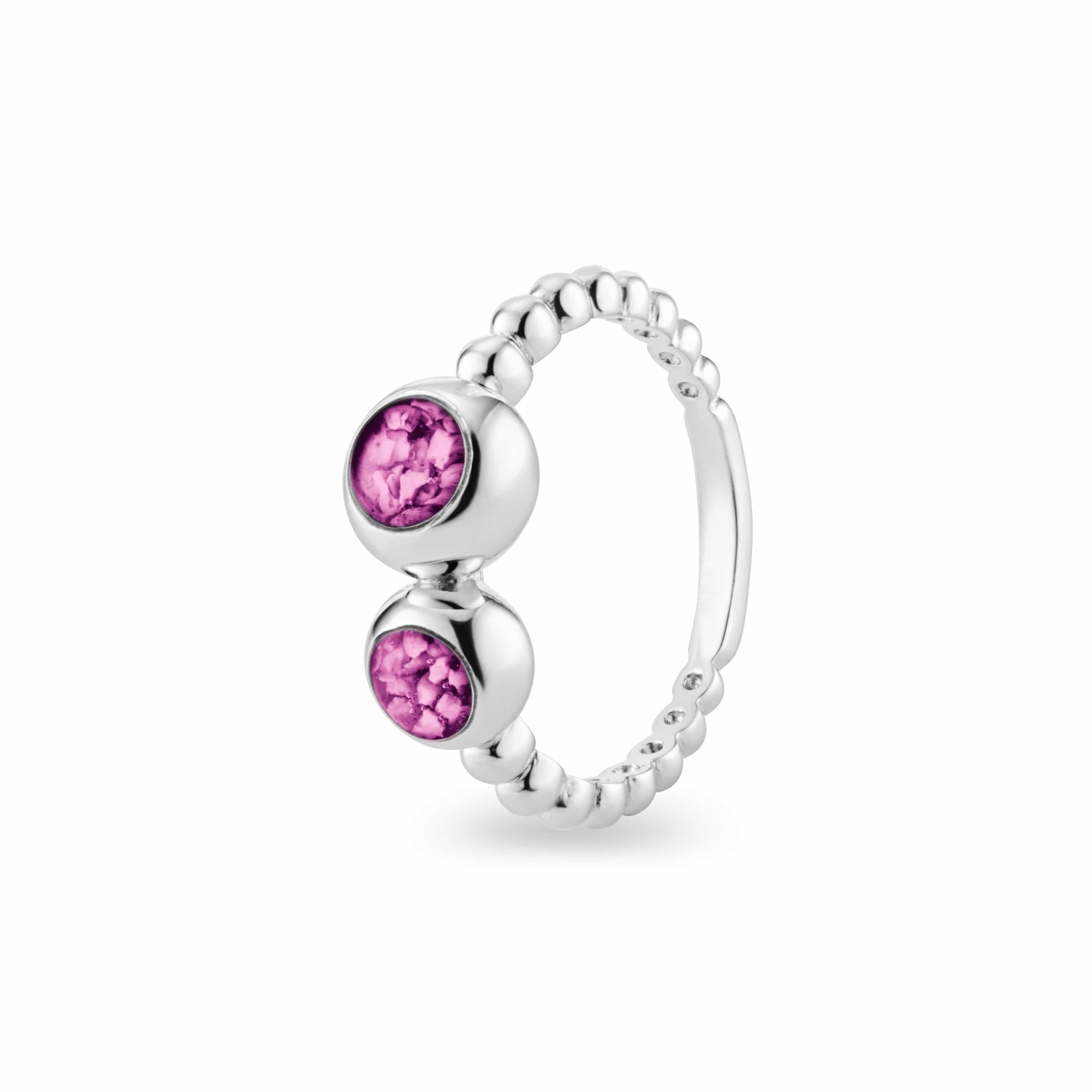 EverWith Ladies Rondure Double Array Bubble Band Memorial Ashes Ring Pink