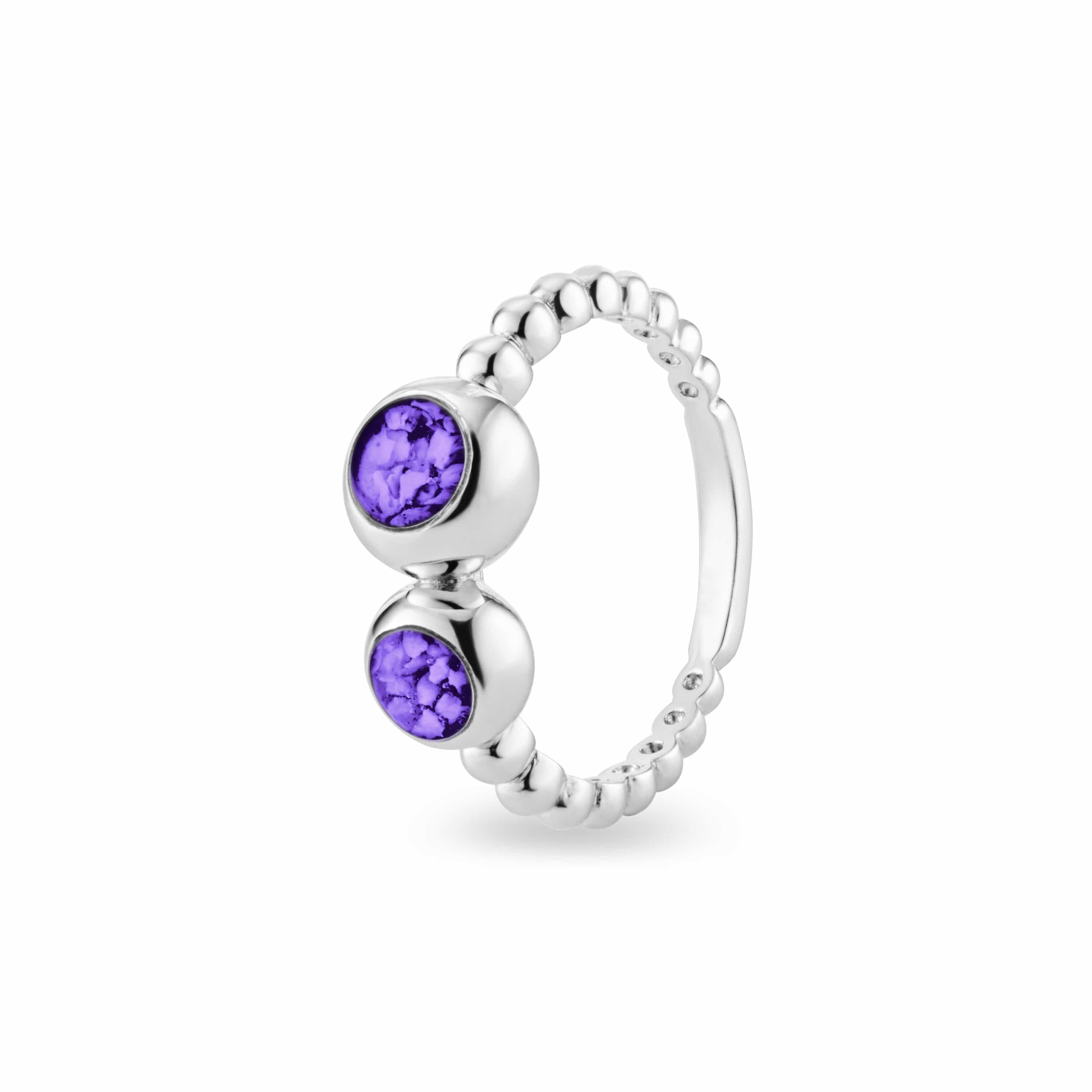 EverWith Ladies Rondure Double Array Bubble Band Memorial Ashes Ring Purple