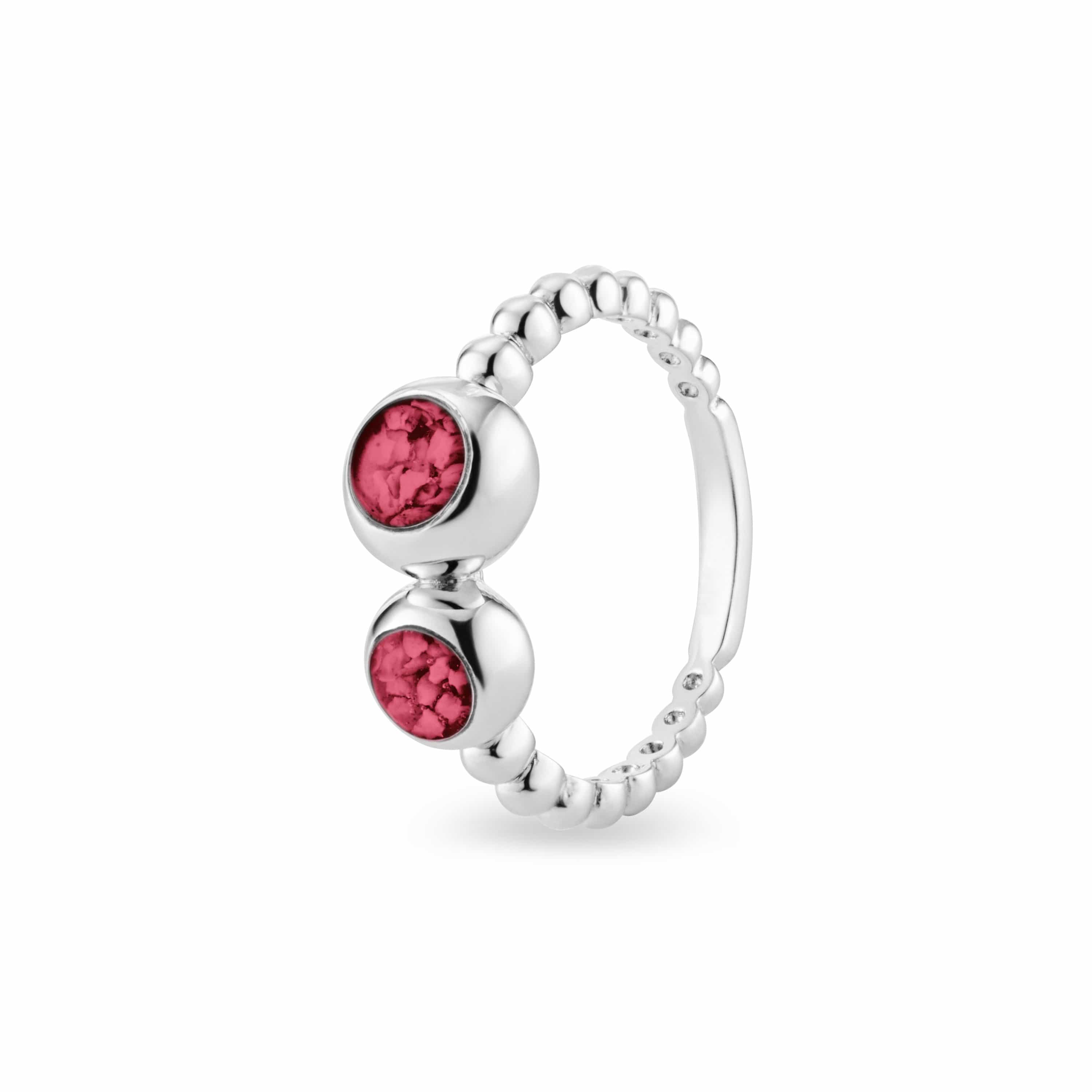 EverWith Ladies Rondure Double Array Bubble Band Memorial Ashes Ring Red