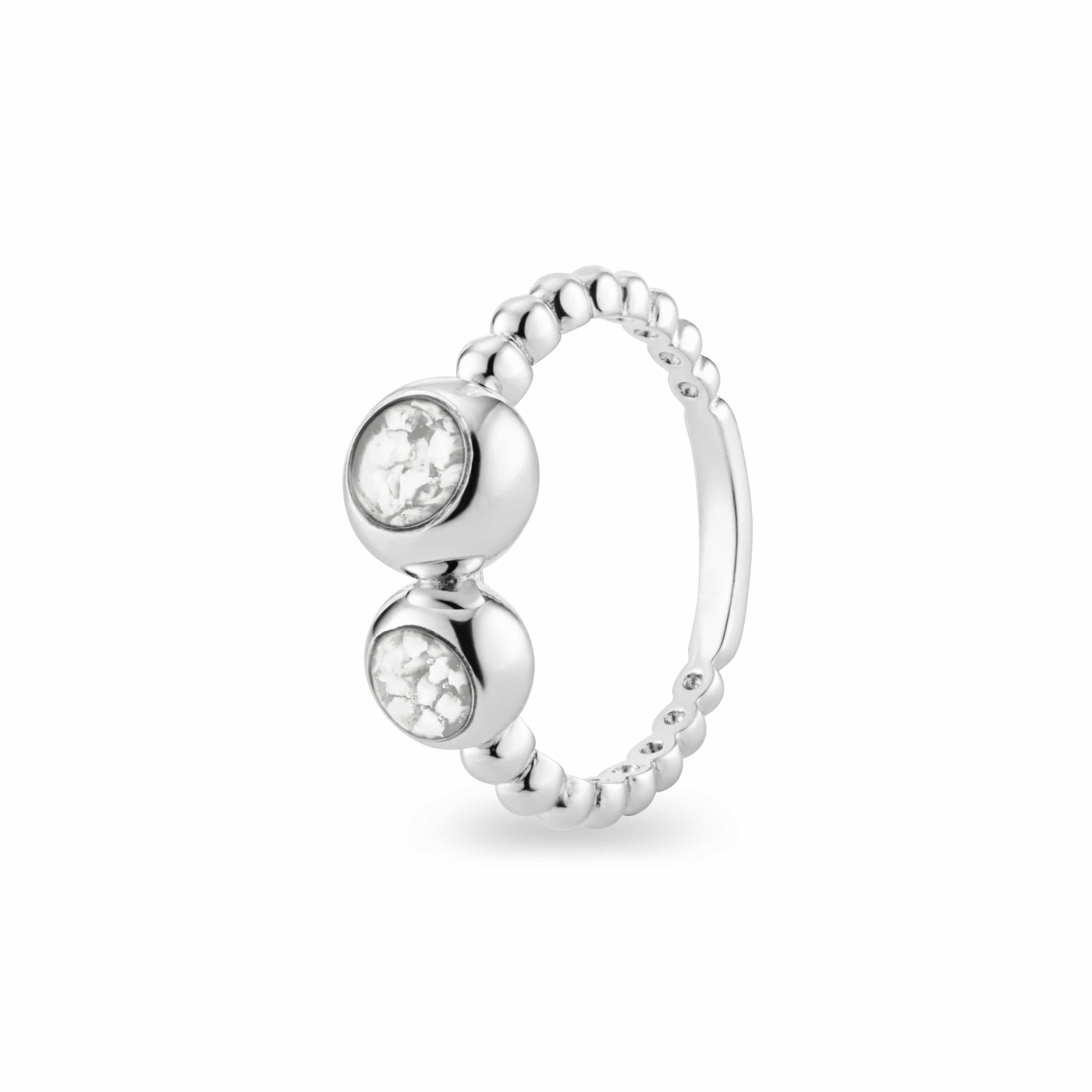 EverWith Ladies Rondure Double Array Bubble Band Memorial Ashes Ring White