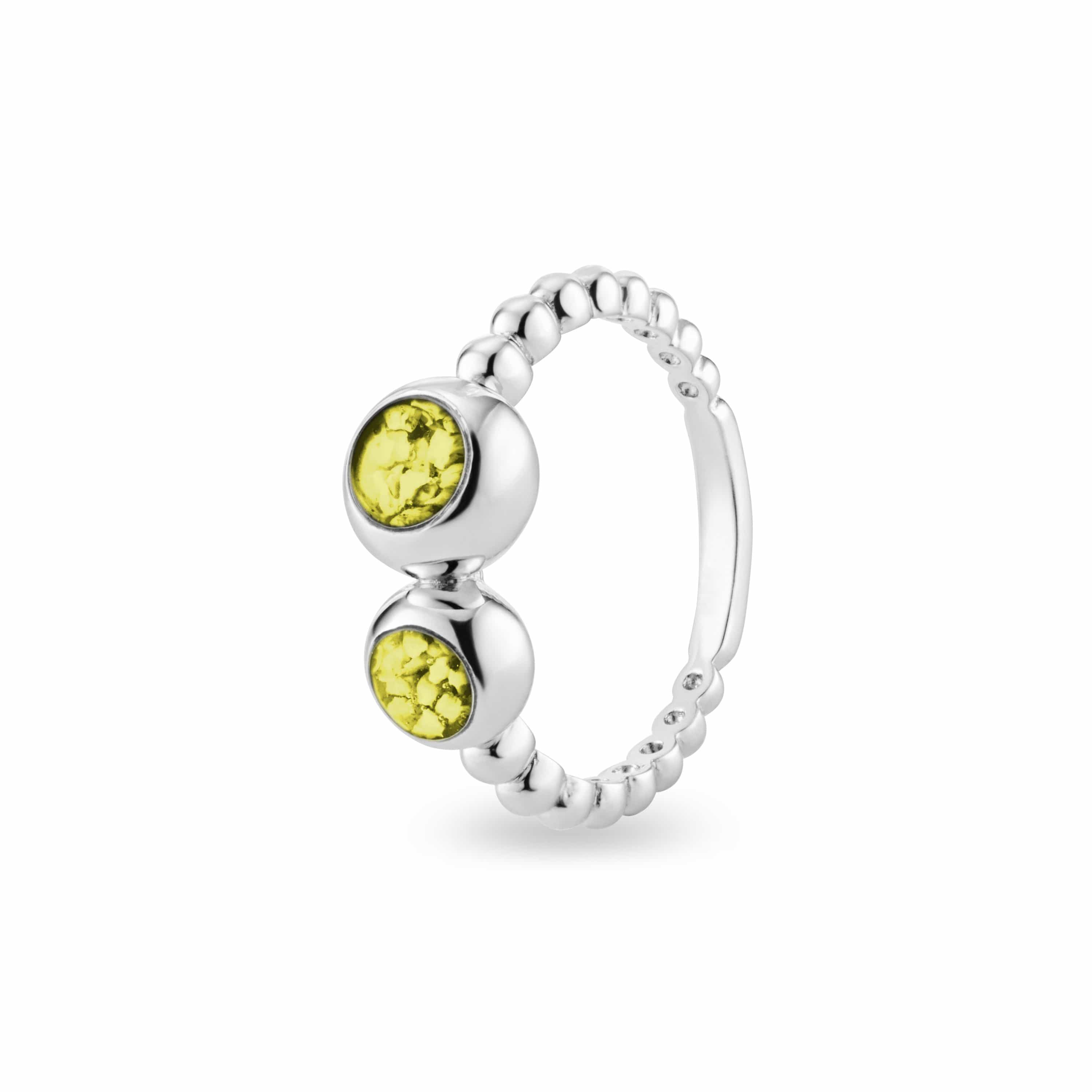 EverWith Ladies Rondure Double Array Bubble Band Memorial Ashes Ring Yellow