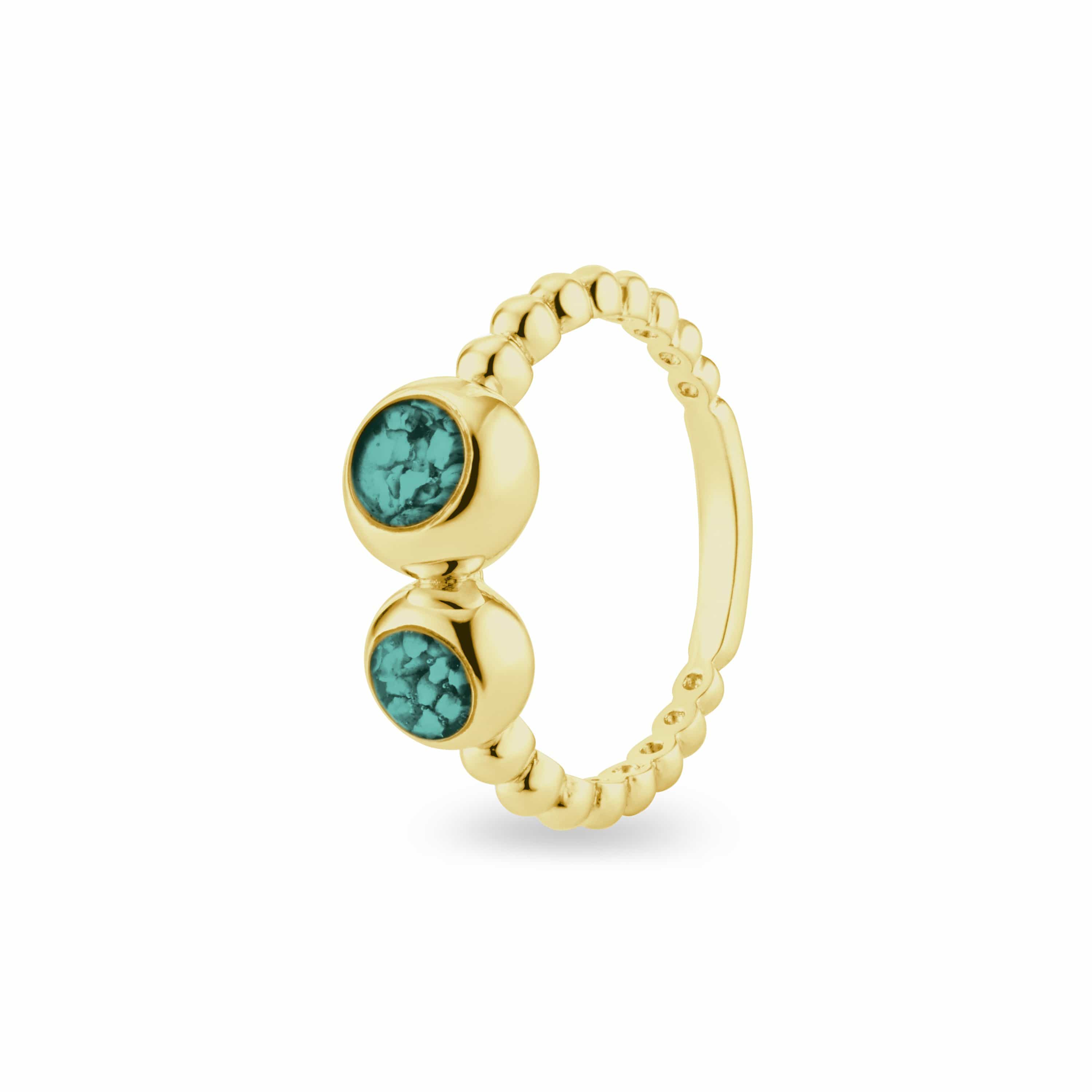 EverWith Ladies Rondure Double Array Bubble Band Memorial Ashes Ring 9k Yellow Gold Aqua