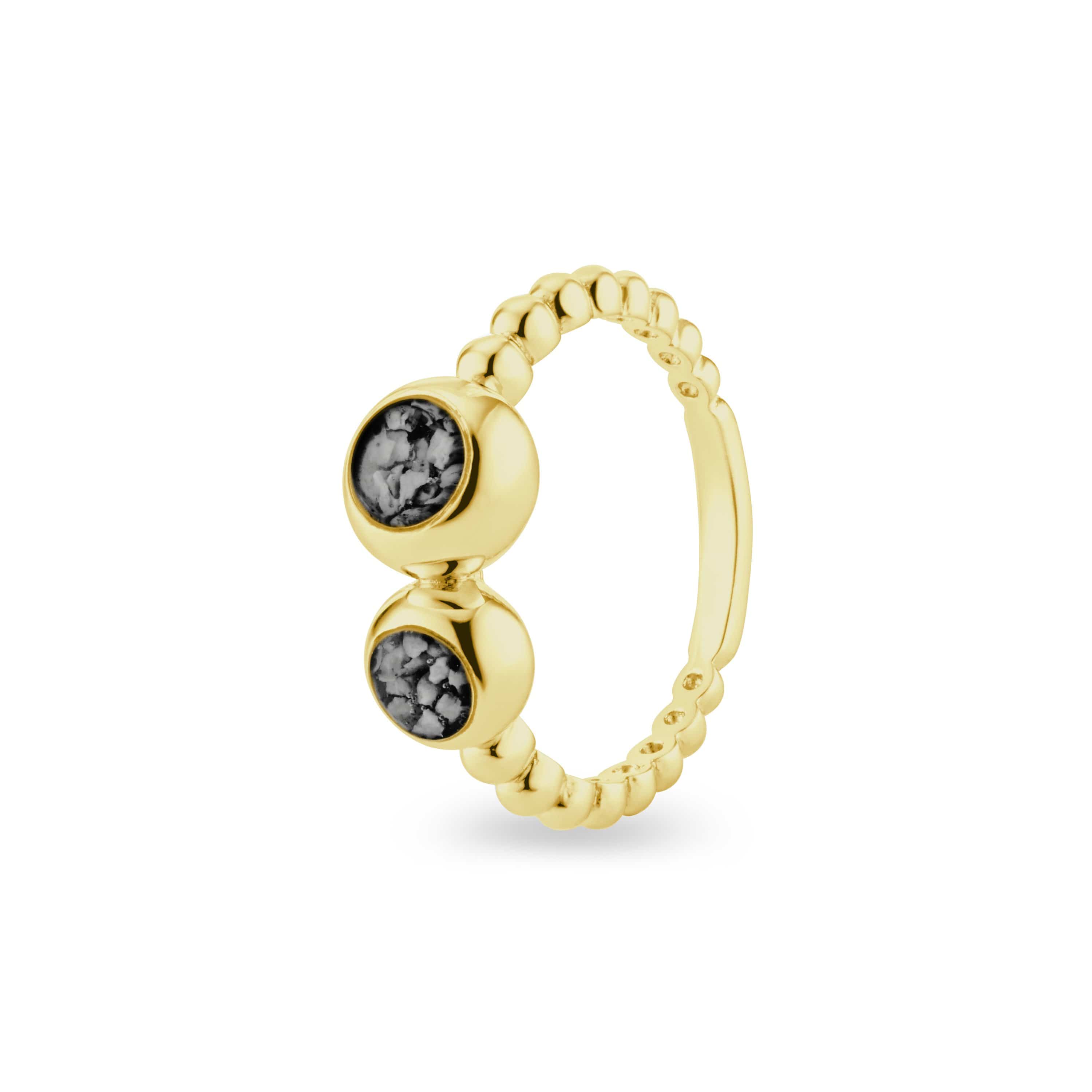 EverWith Ladies Rondure Double Array Bubble Band Memorial Ashes Ring 9k Yellow Gold Black