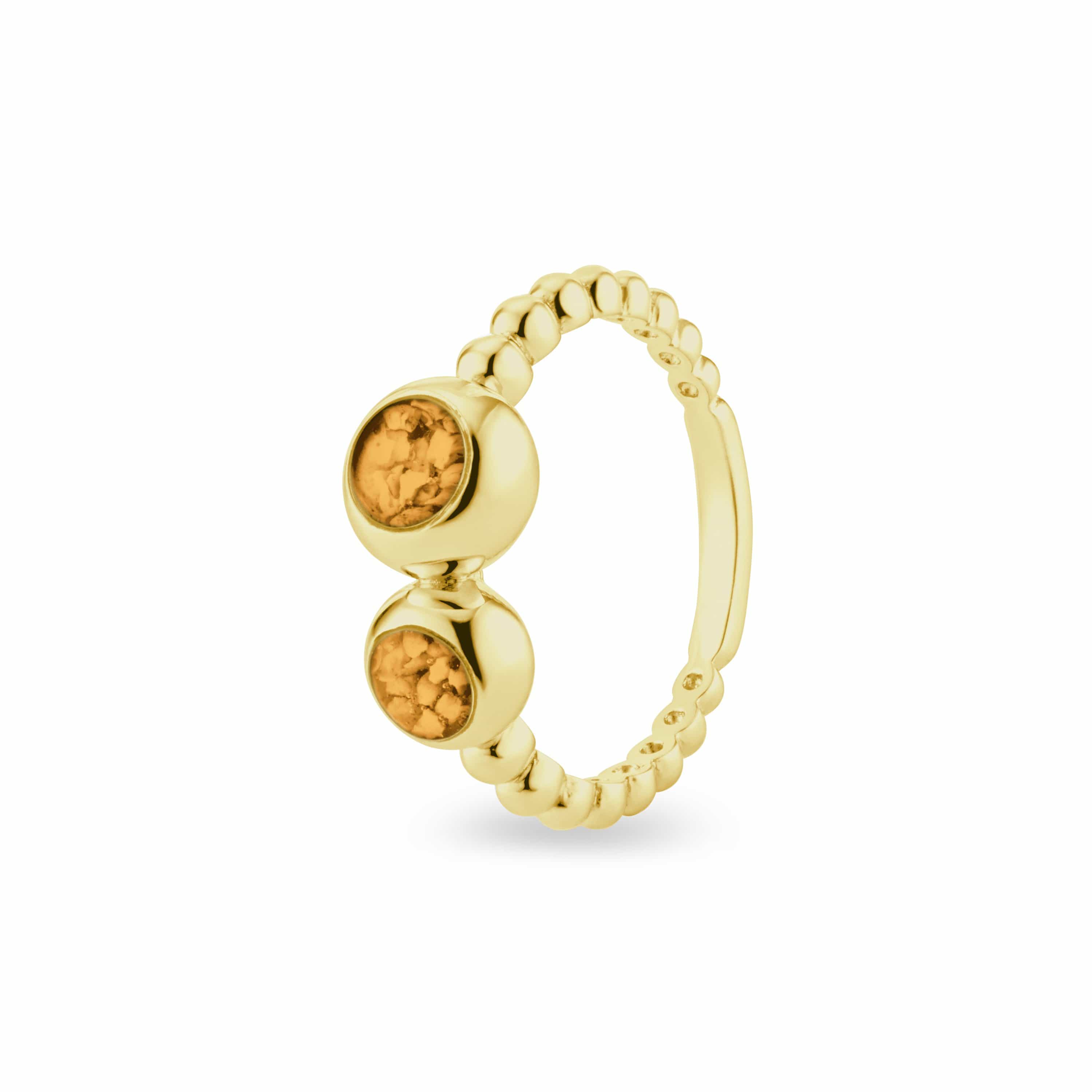 EverWith Ladies Rondure Double Array Bubble Band Memorial Ashes Ring 9k Yellow Gold Orange