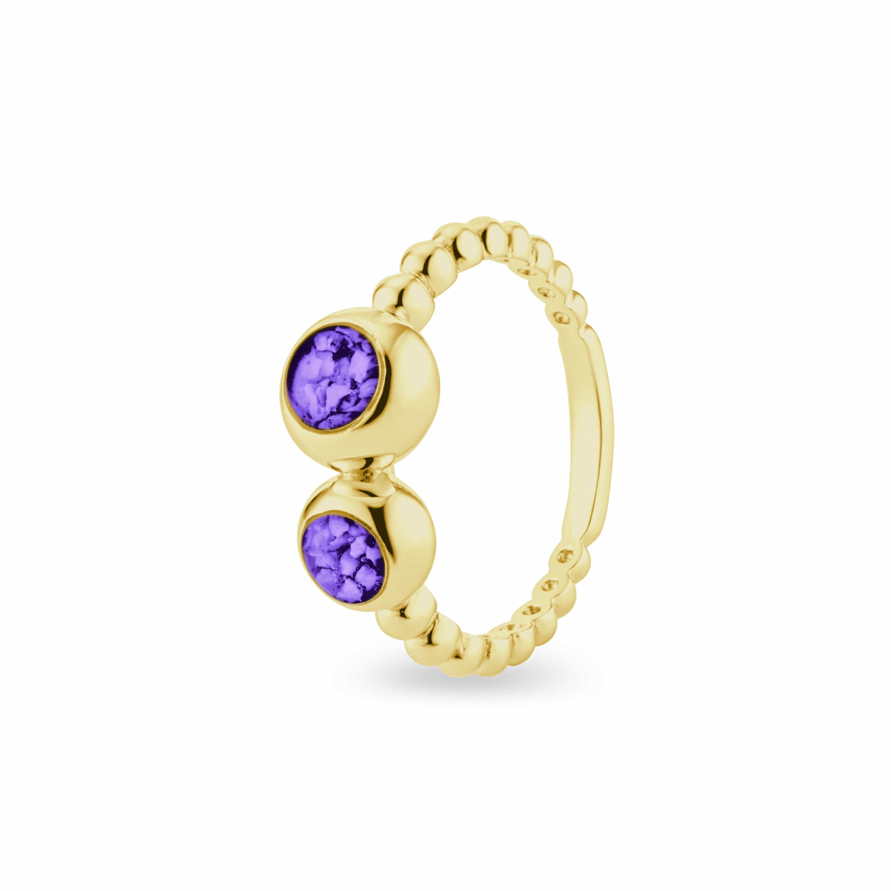 EverWith Ladies Rondure Double Array Bubble Band Memorial Ashes Ring 9k Yellow Gold Purple