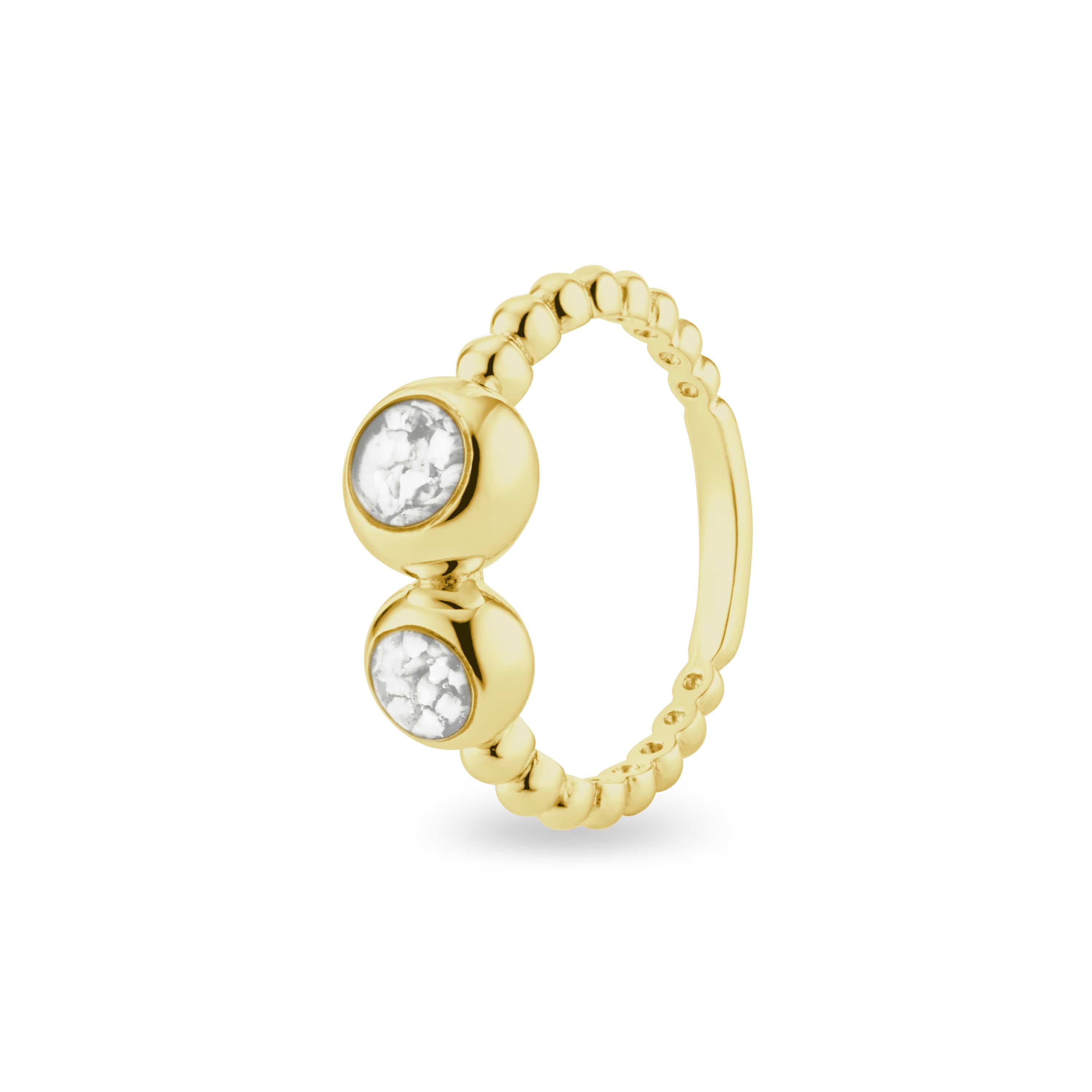 EverWith Ladies Rondure Double Array Bubble Band Memorial Ashes Ring 9k Yellow Gold White