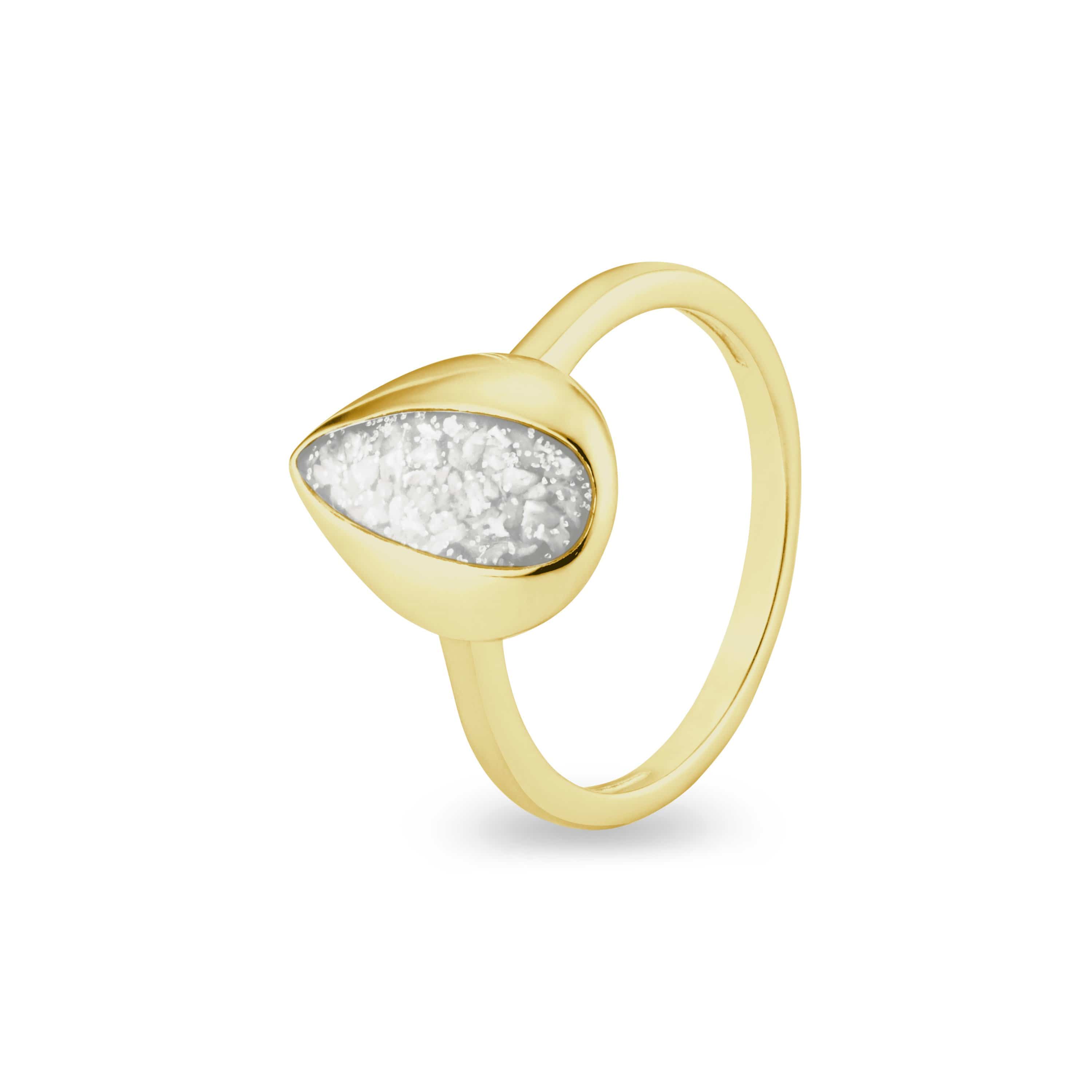 EverWith Ladies Rondure Teardrop Memorial Ashes Ring 9k Yellow Gold White