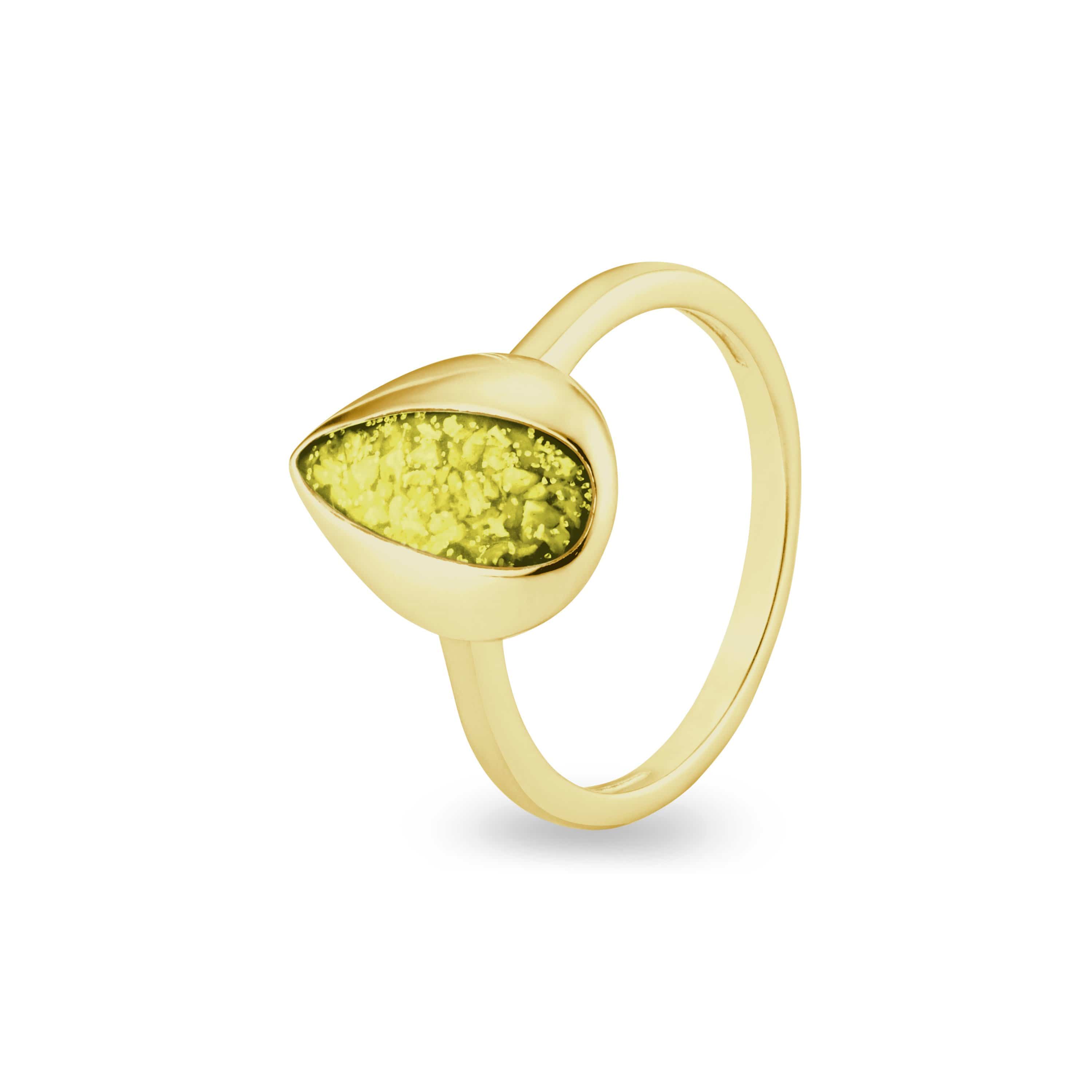 EverWith Ladies Rondure Teardrop Memorial Ashes Ring 9k Yellow Gold Yellow