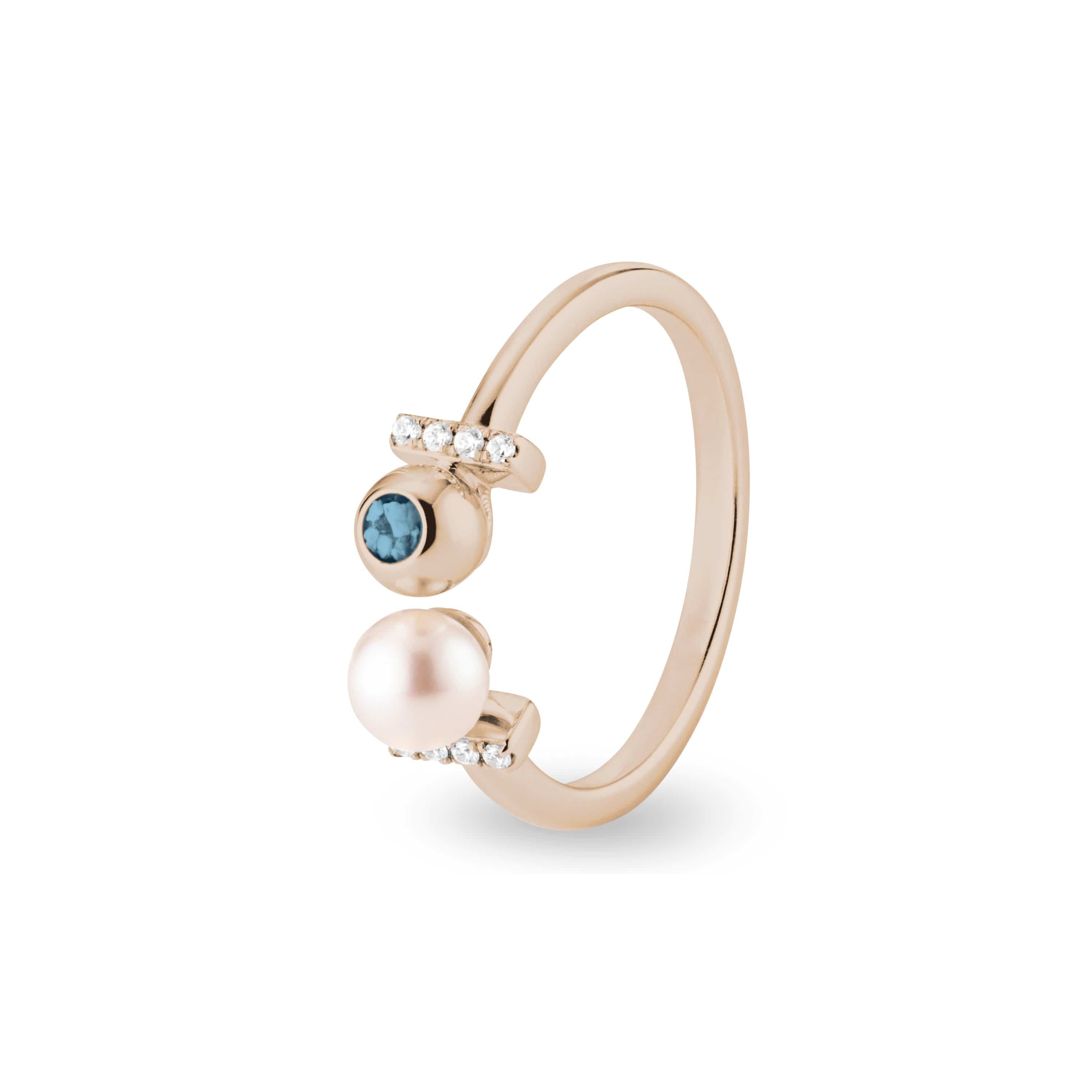 EverWith Ladies Rondure Opulence Memorial Ashes Ring 9k Rose Gold Blue