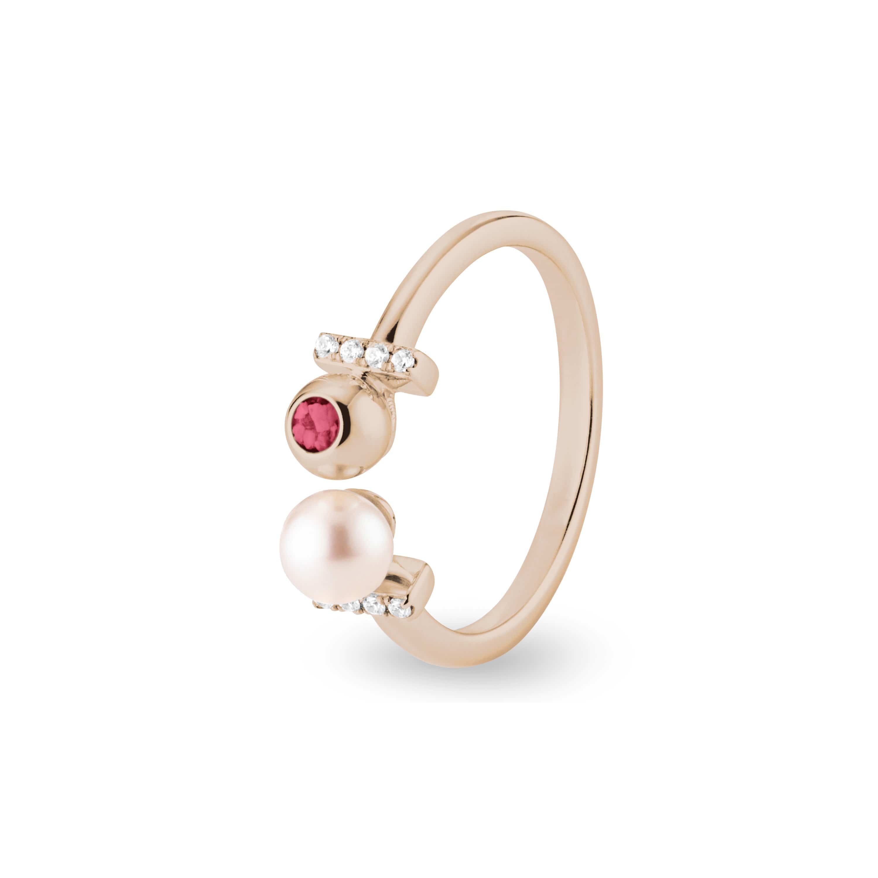 EverWith Ladies Rondure Opulence Memorial Ashes Ring 9k Rose Gold Red