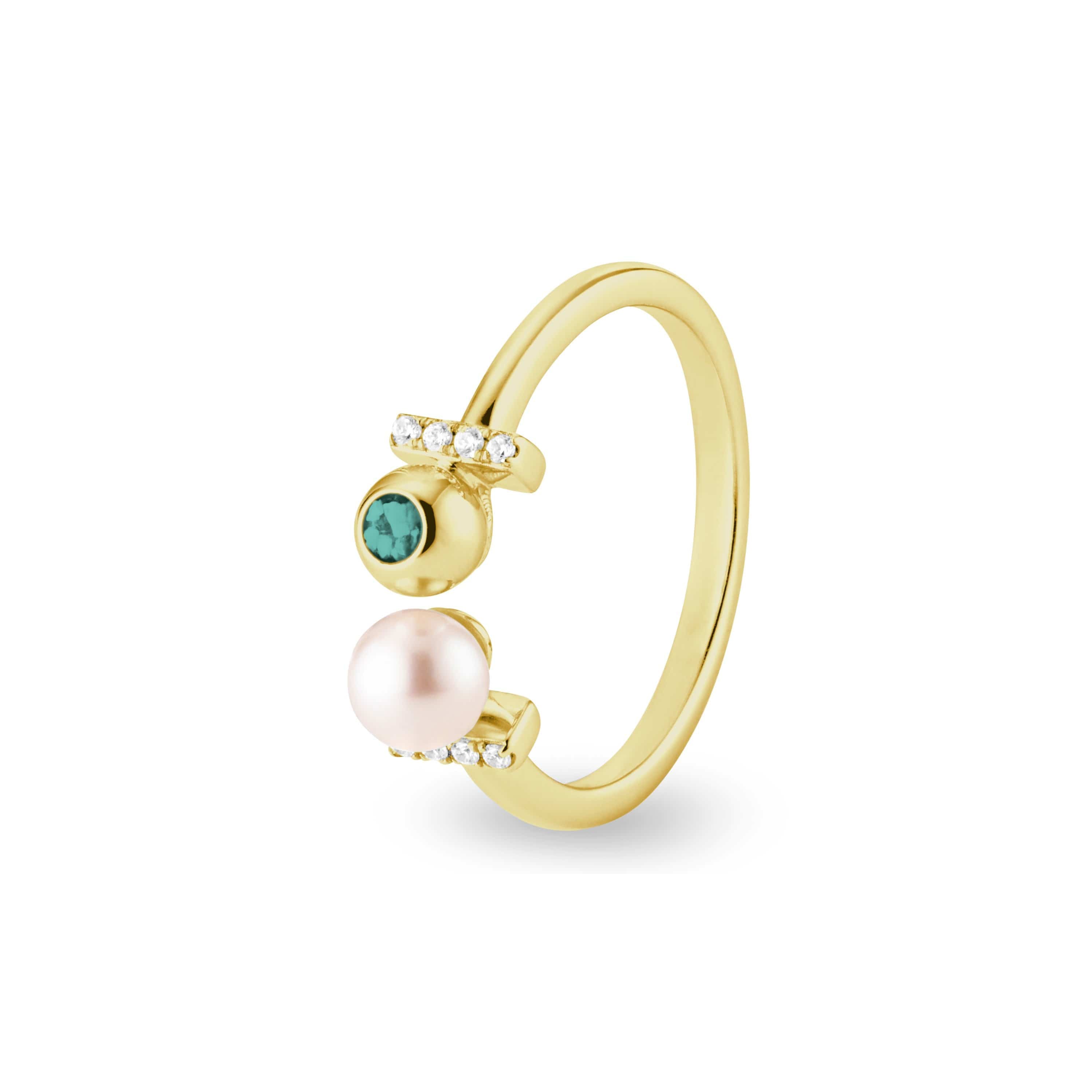EverWith Ladies Rondure Opulence Memorial Ashes Ring 9k Yellow Gold Aqua