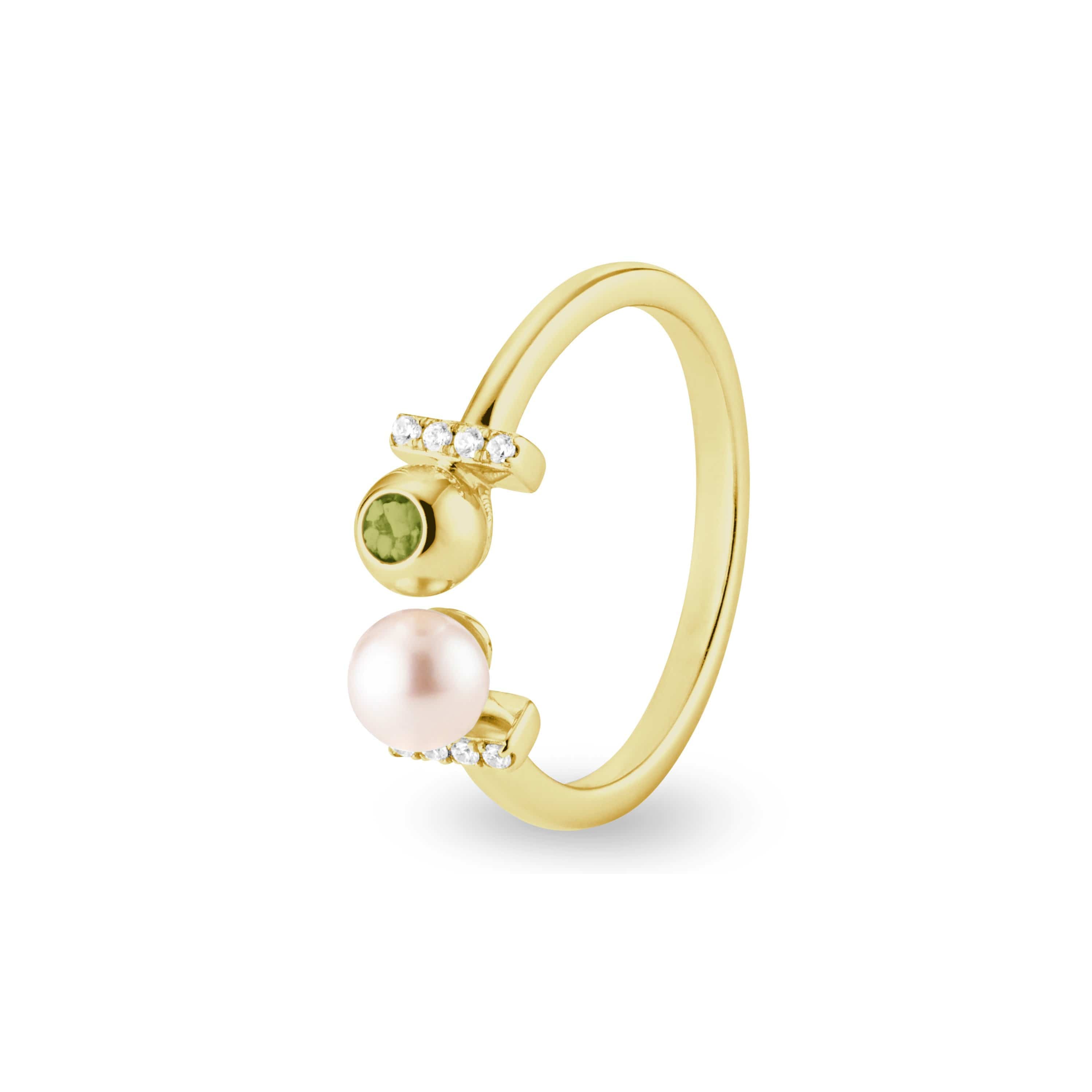 EverWith Ladies Rondure Opulence Memorial Ashes Ring 9k Yellow Gold Green