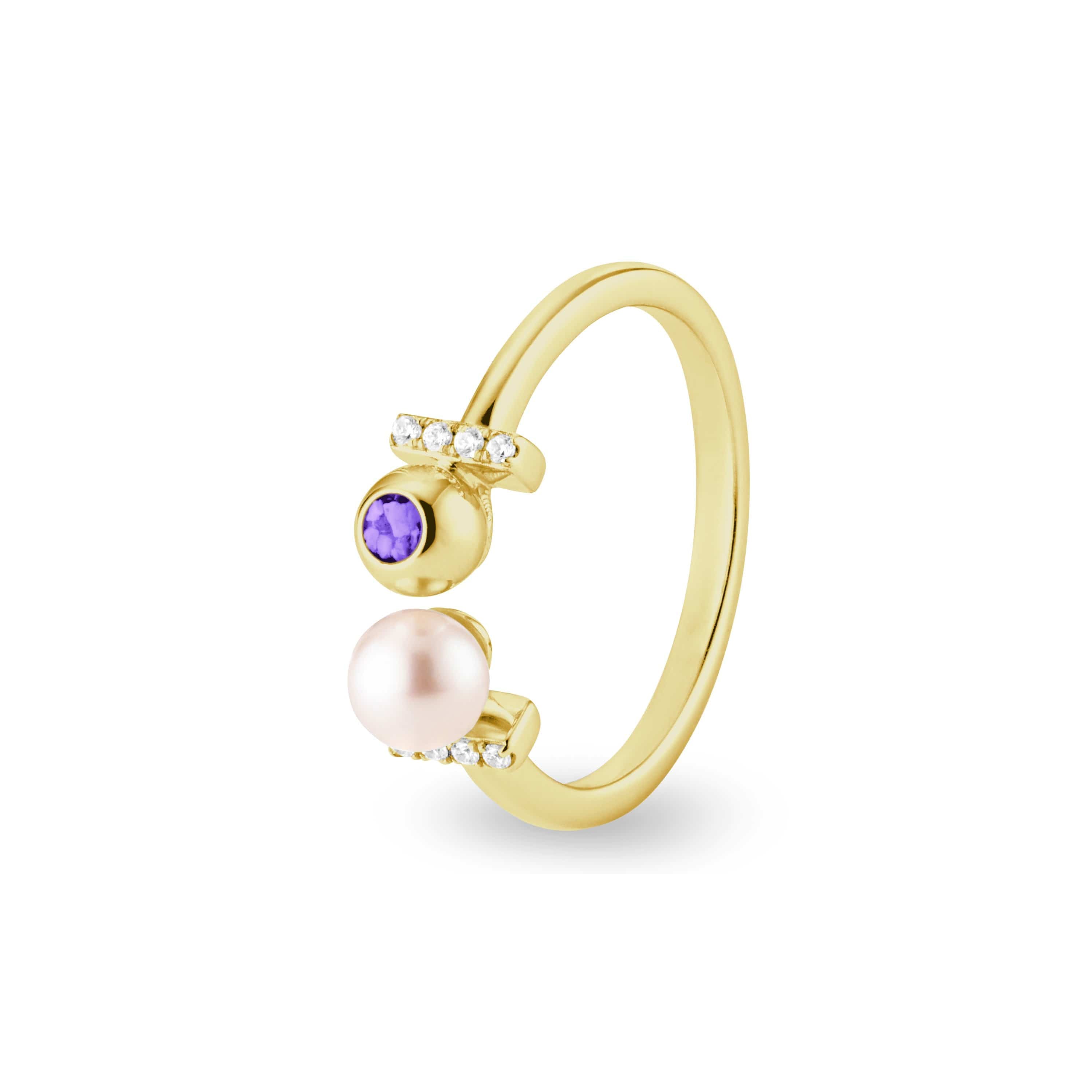 EverWith Ladies Rondure Opulence Memorial Ashes Ring 9k Yellow Gold Purple