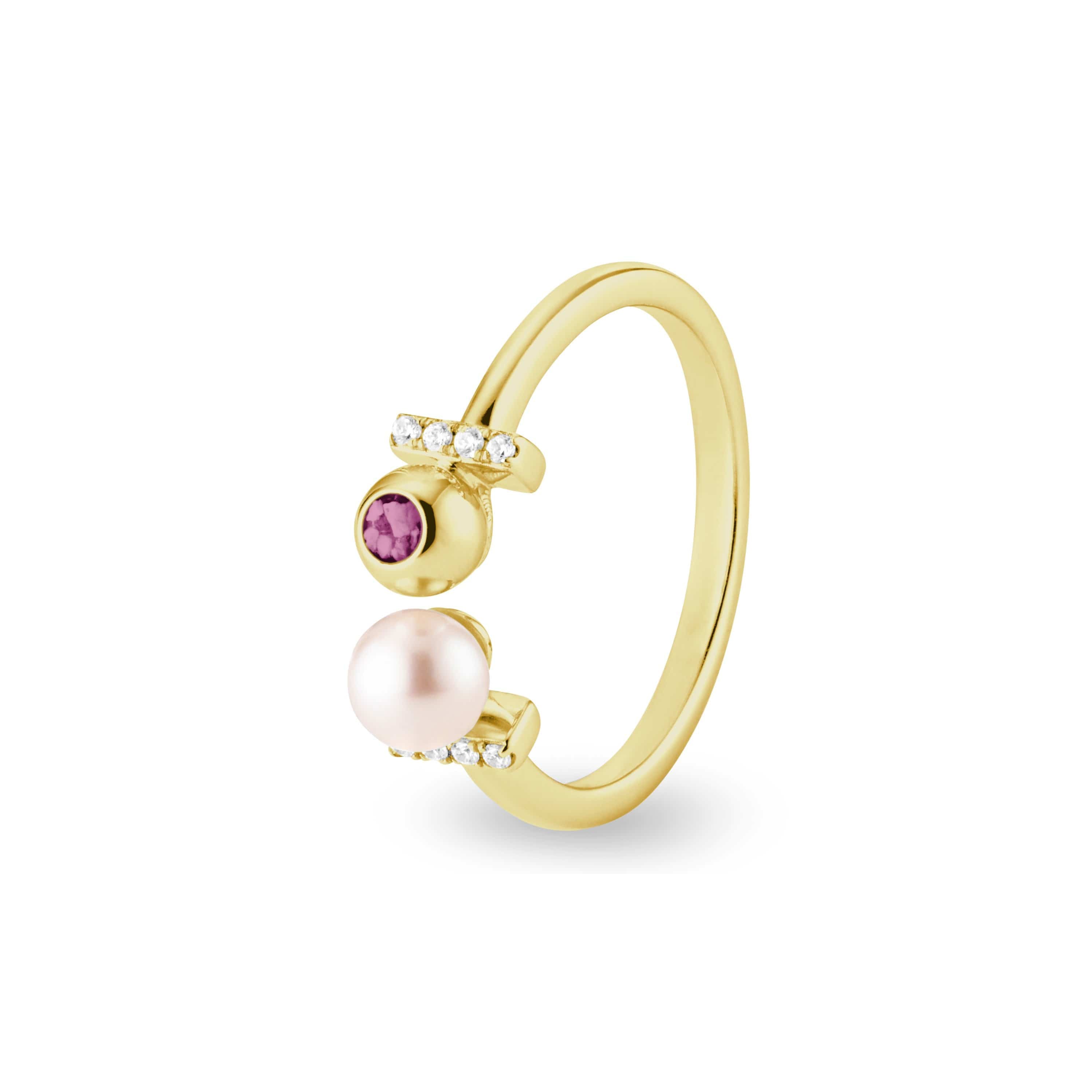 EverWith Ladies Rondure Opulence Memorial Ashes Ring 9k Yellow Gold Violet