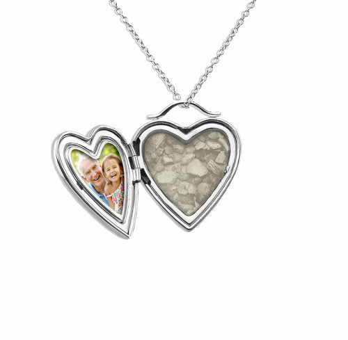 EverWith Shining Star Heart Shaped Sterling Silver Memorial Ashes Locket