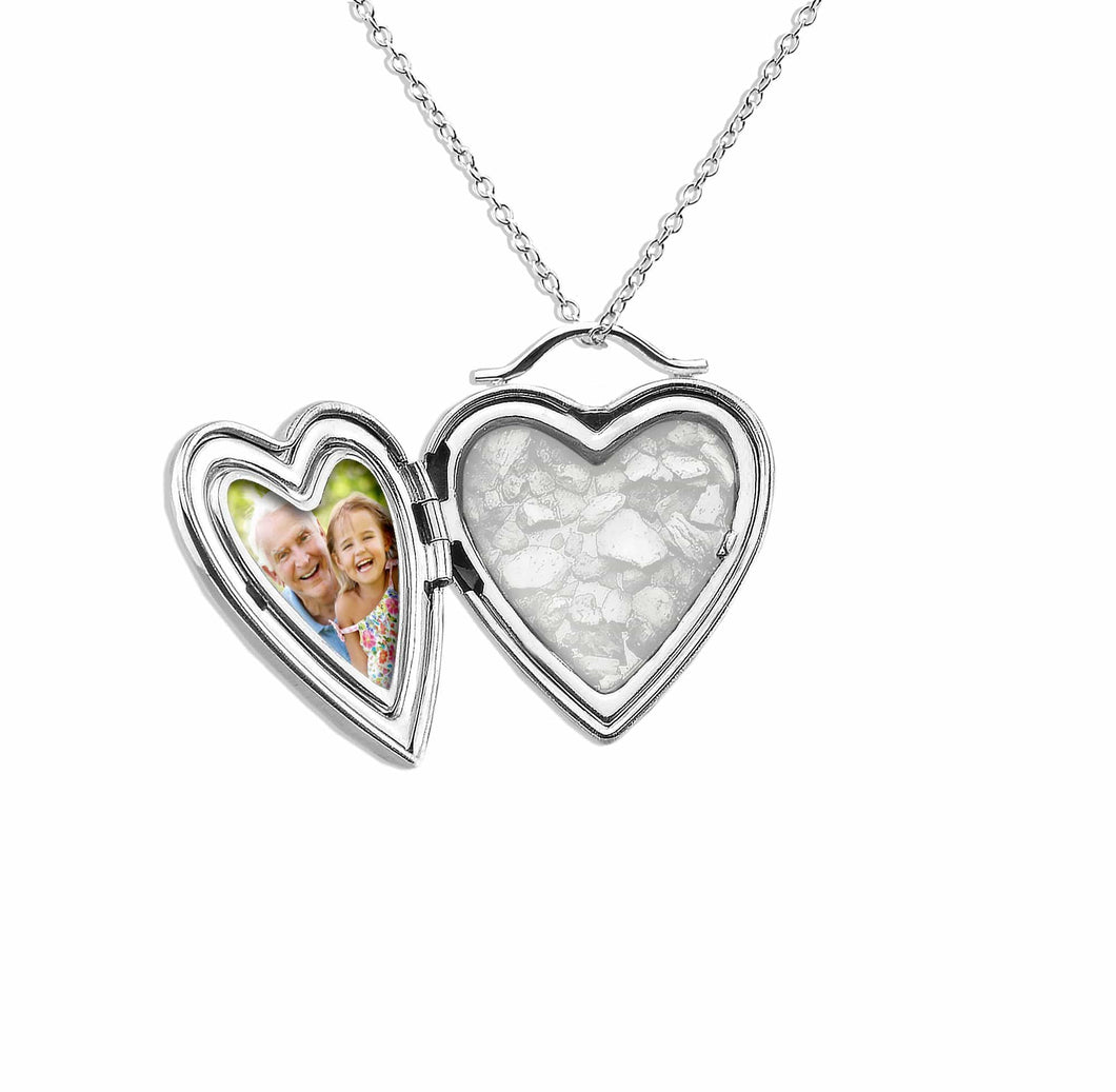 EverWith Shining Star Heart Shaped Sterling Silver Memorial Ashes Locket