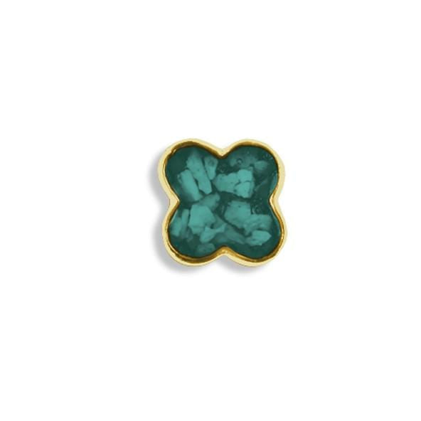 EverWith Large Clover Memorial Ashes Element for Glass Locket 9k Yellow Gold Aqua