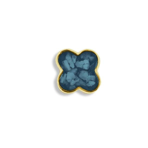 EverWith Large Clover Memorial Ashes Element for Glass Locket 9k Yellow Gold Blue