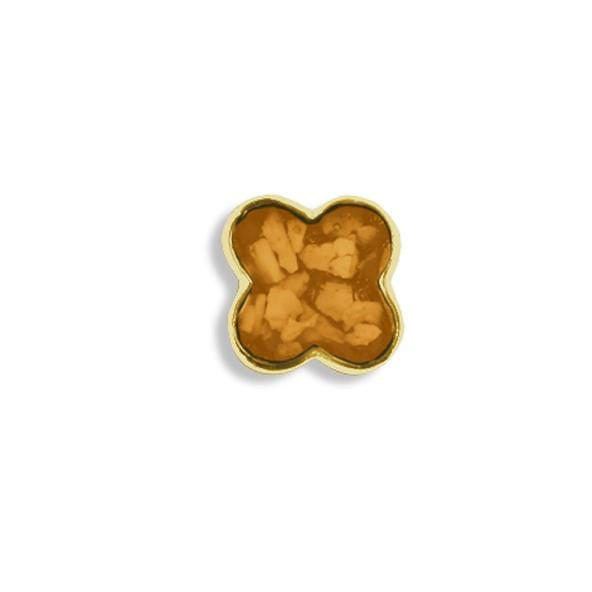 EverWith Large Clover Memorial Ashes Element for Glass Locket 9k Yellow Gold Orange