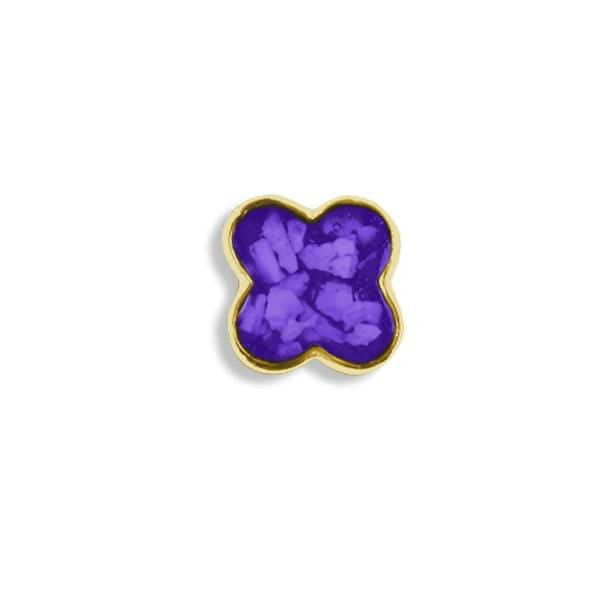 EverWith Large Clover Memorial Ashes Element for Glass Locket 9k Yellow Gold Purple