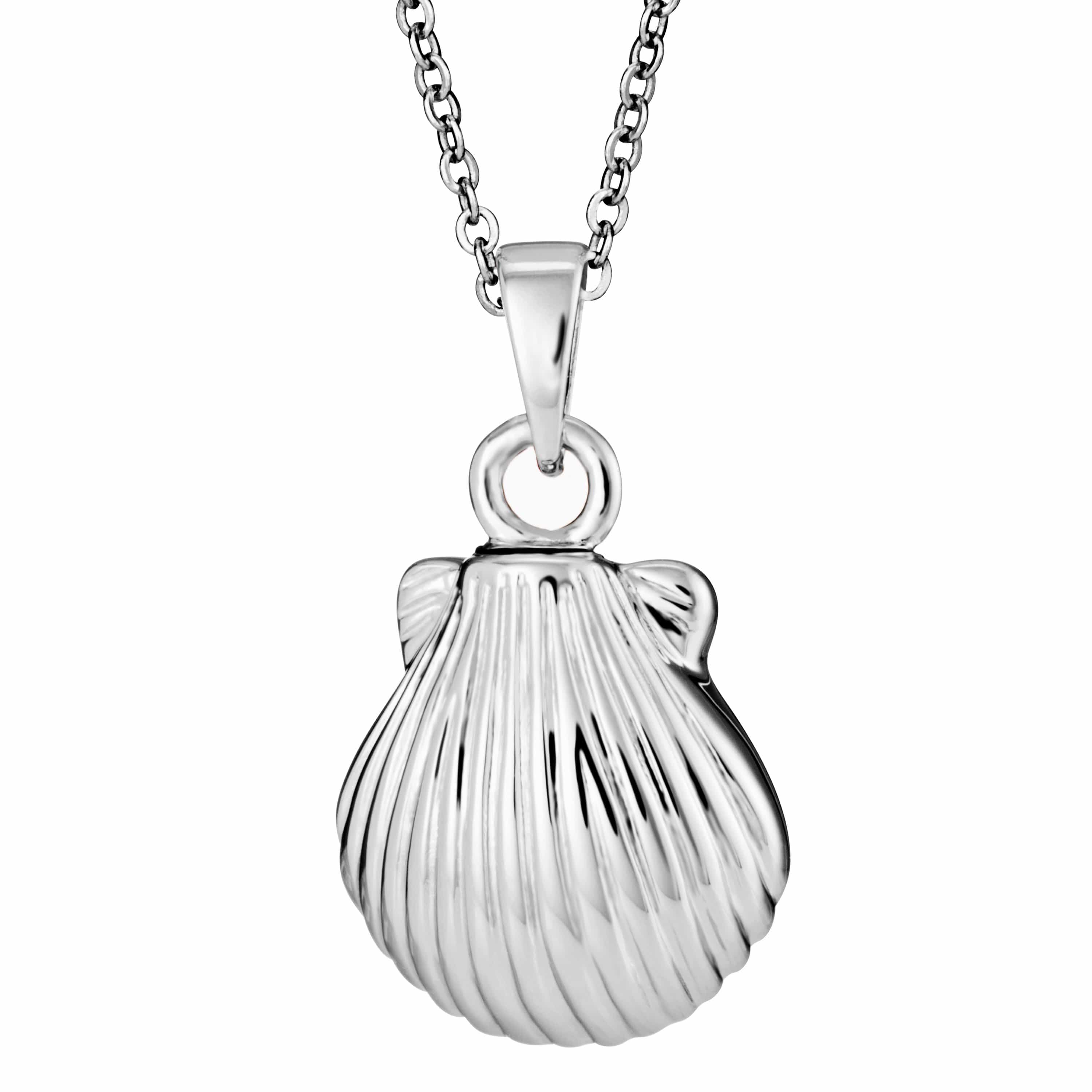 EverWith Self-fill Seashell Memorial Ashes Pendant 9k White Gold Fill