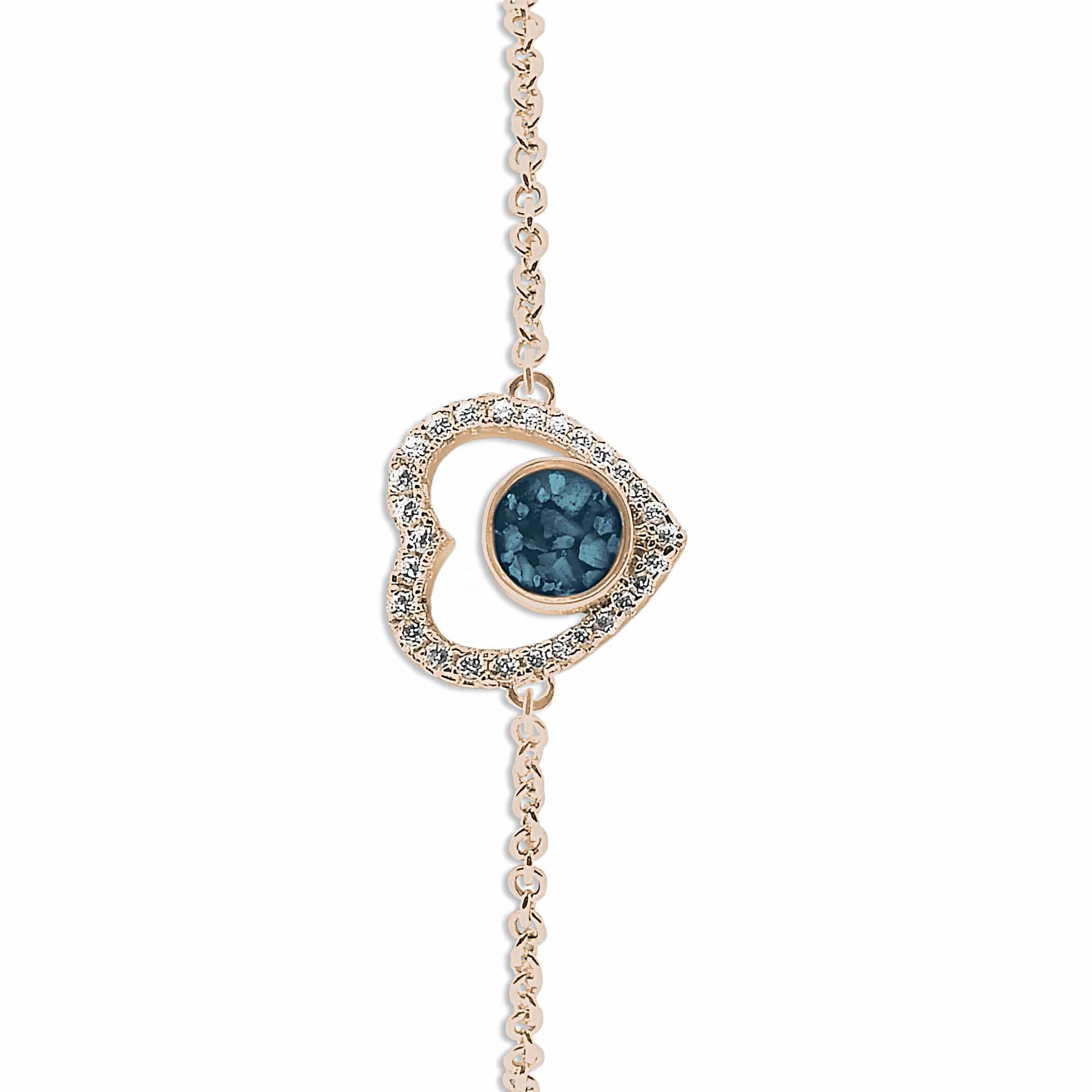 EverWith Ladies Forever Memorial Ashes Bracelet with Fine Crystals 9k Rose Gold Blue