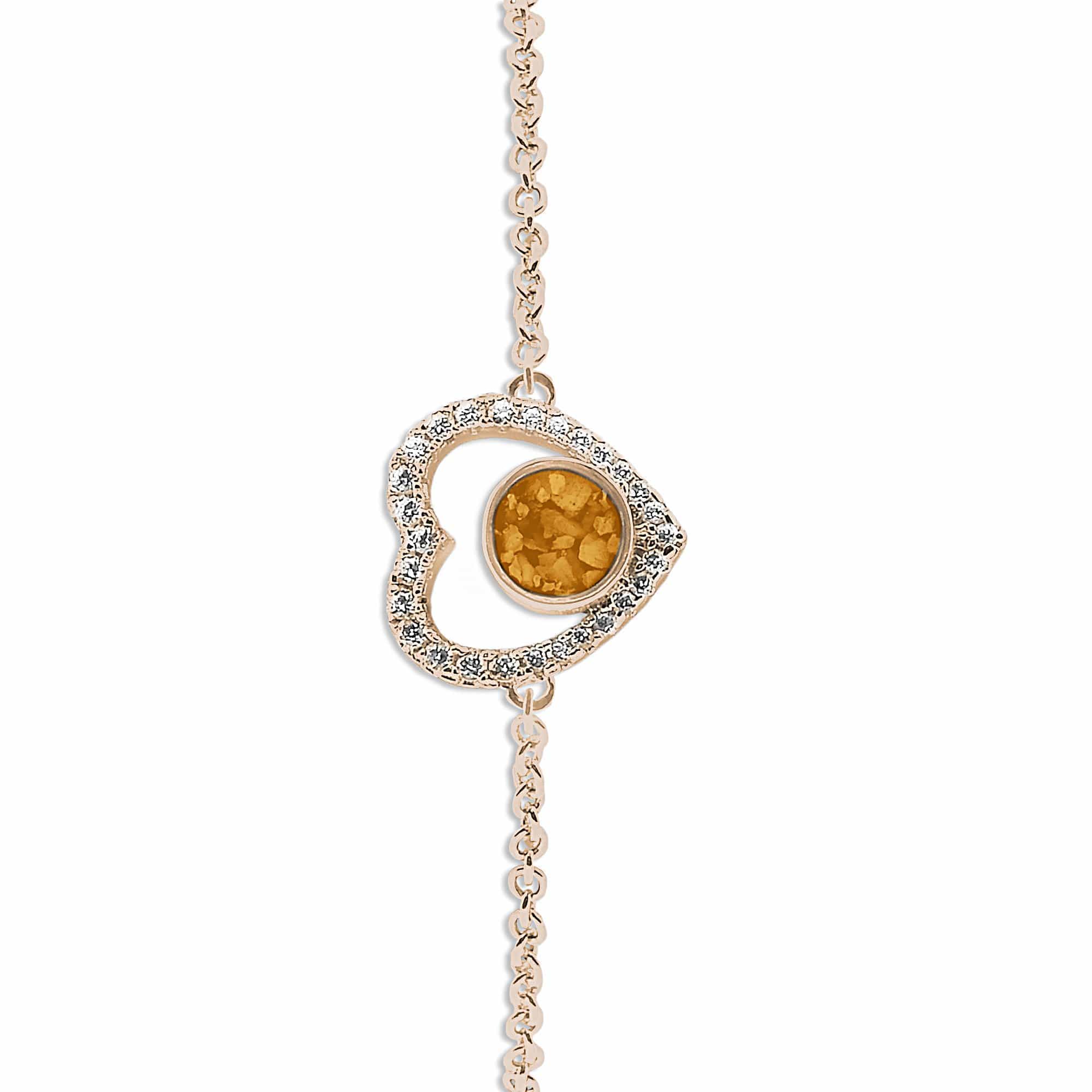 EverWith Ladies Forever Memorial Ashes Bracelet with Fine Crystals 9k Rose Gold Orange