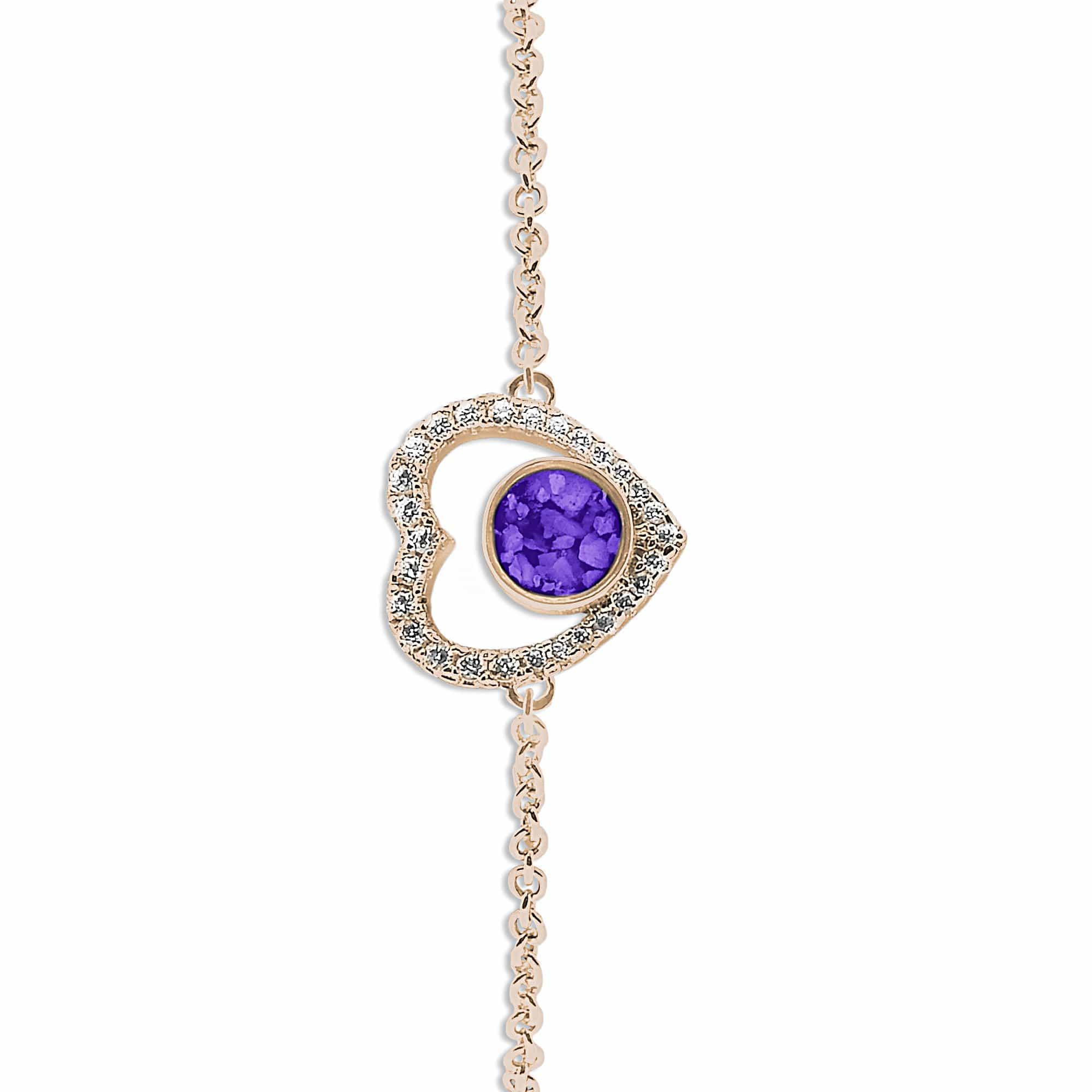 EverWith Ladies Forever Memorial Ashes Bracelet with Fine Crystals 9k Rose Gold Purple