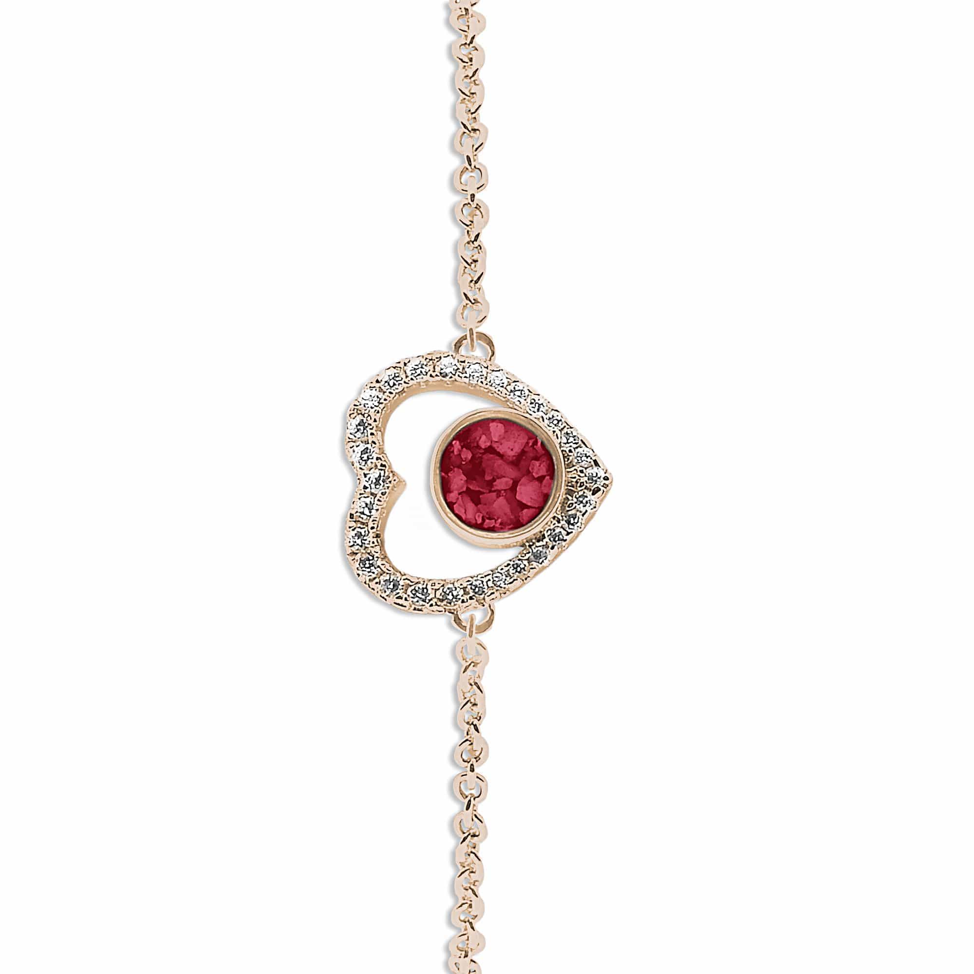 EverWith Ladies Forever Memorial Ashes Bracelet with Fine Crystals 9k Rose Gold Red