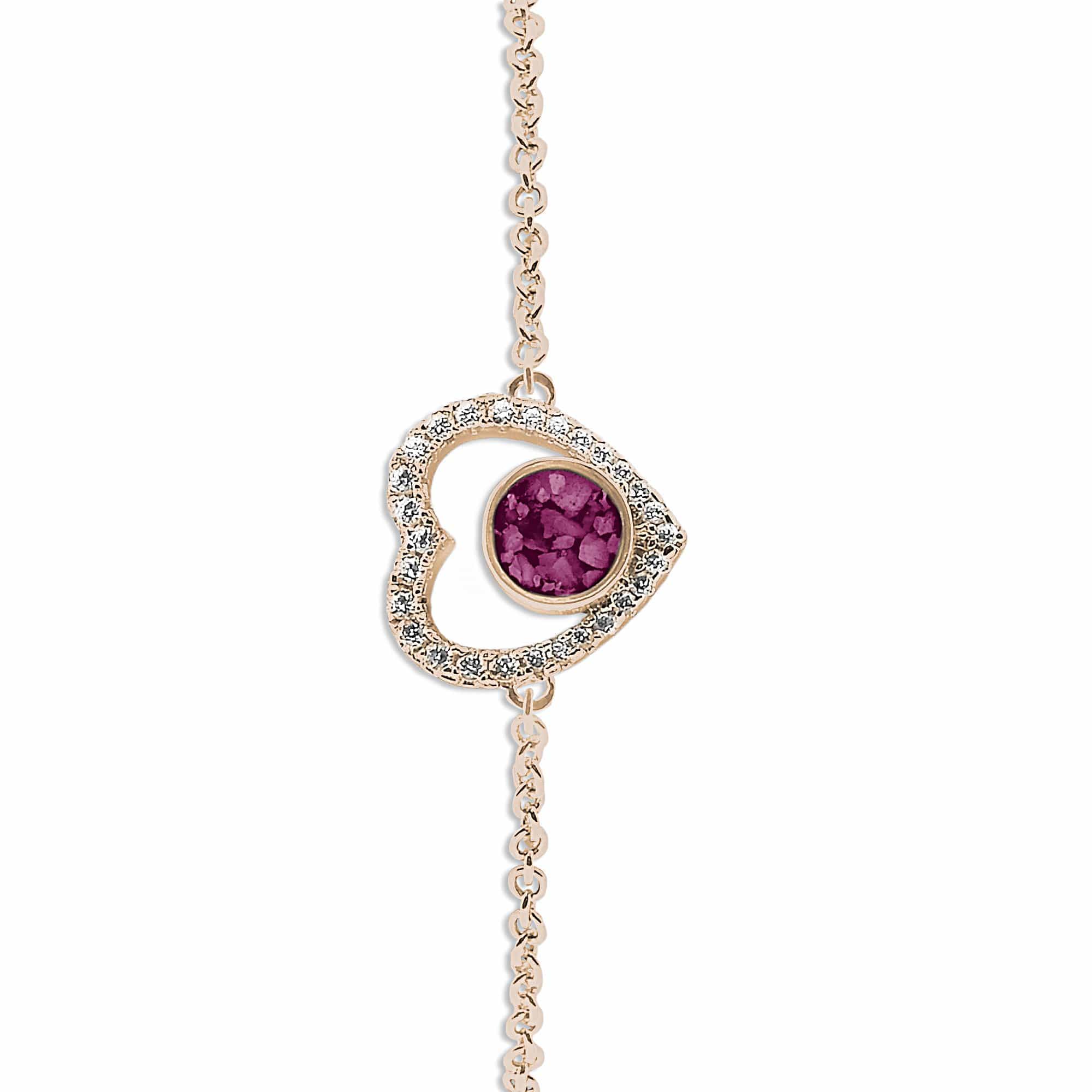 EverWith Ladies Forever Memorial Ashes Bracelet with Fine Crystals 9k Rose Gold Violet