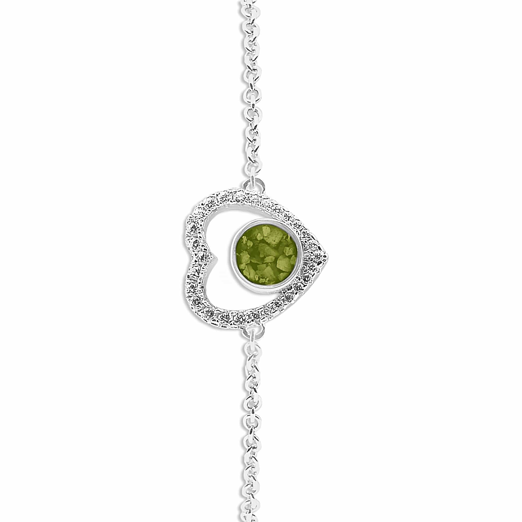 EverWith Ladies Forever Memorial Ashes Bracelet with Fine Crystals Green