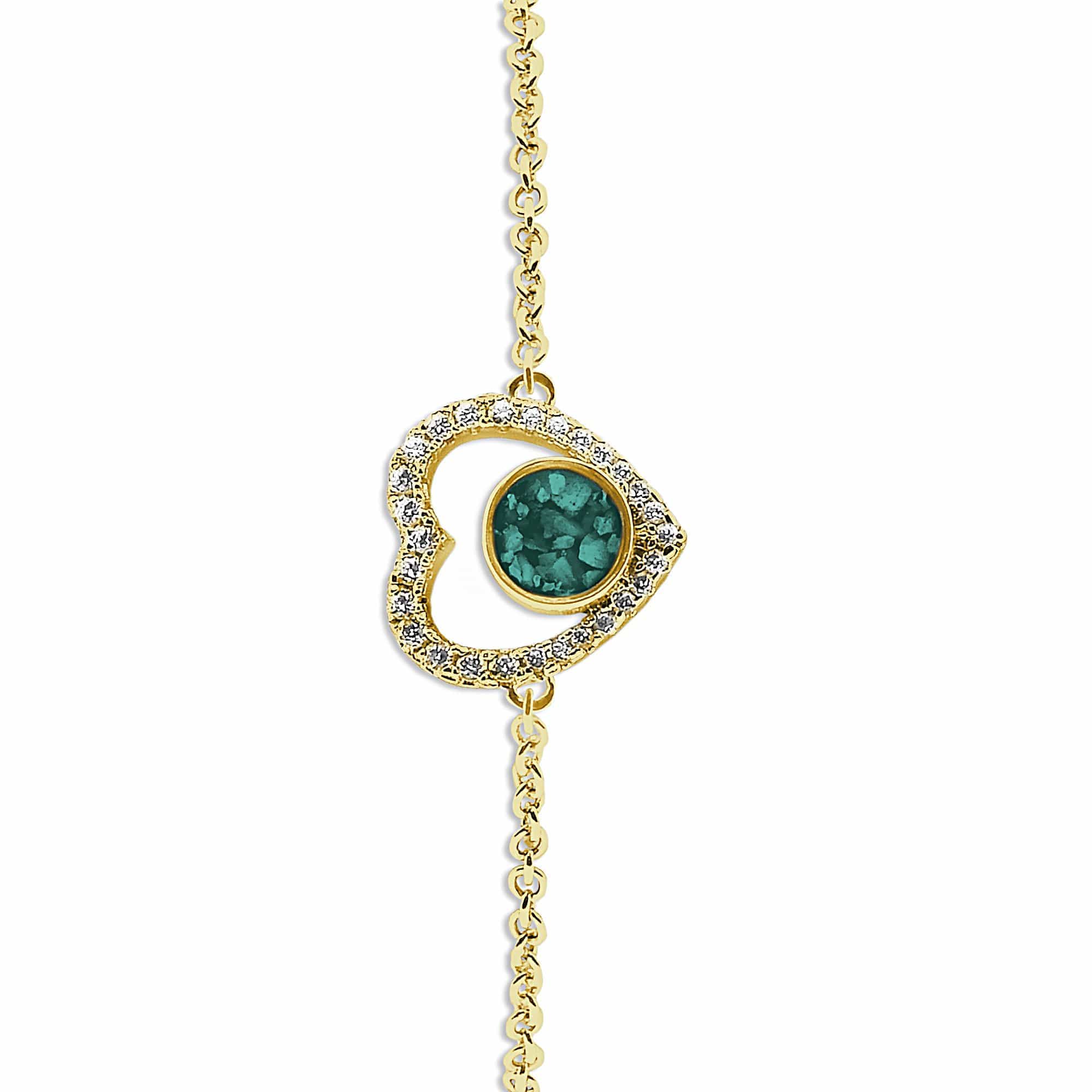 EverWith Ladies Forever Memorial Ashes Bracelet with Fine Crystals 9k Yellow Gold Aqua