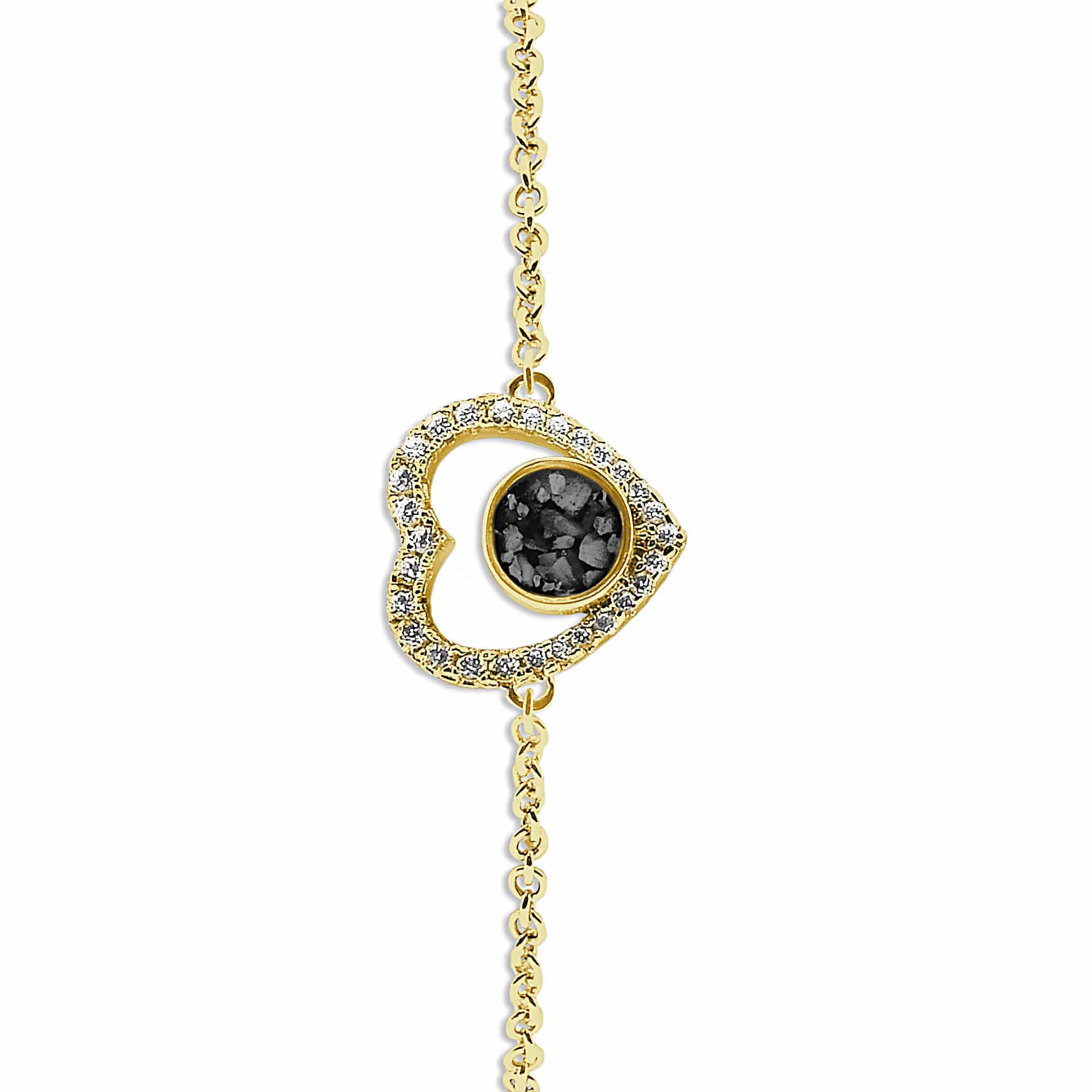 EverWith Ladies Forever Memorial Ashes Bracelet with Fine Crystals 9k Yellow Gold Black