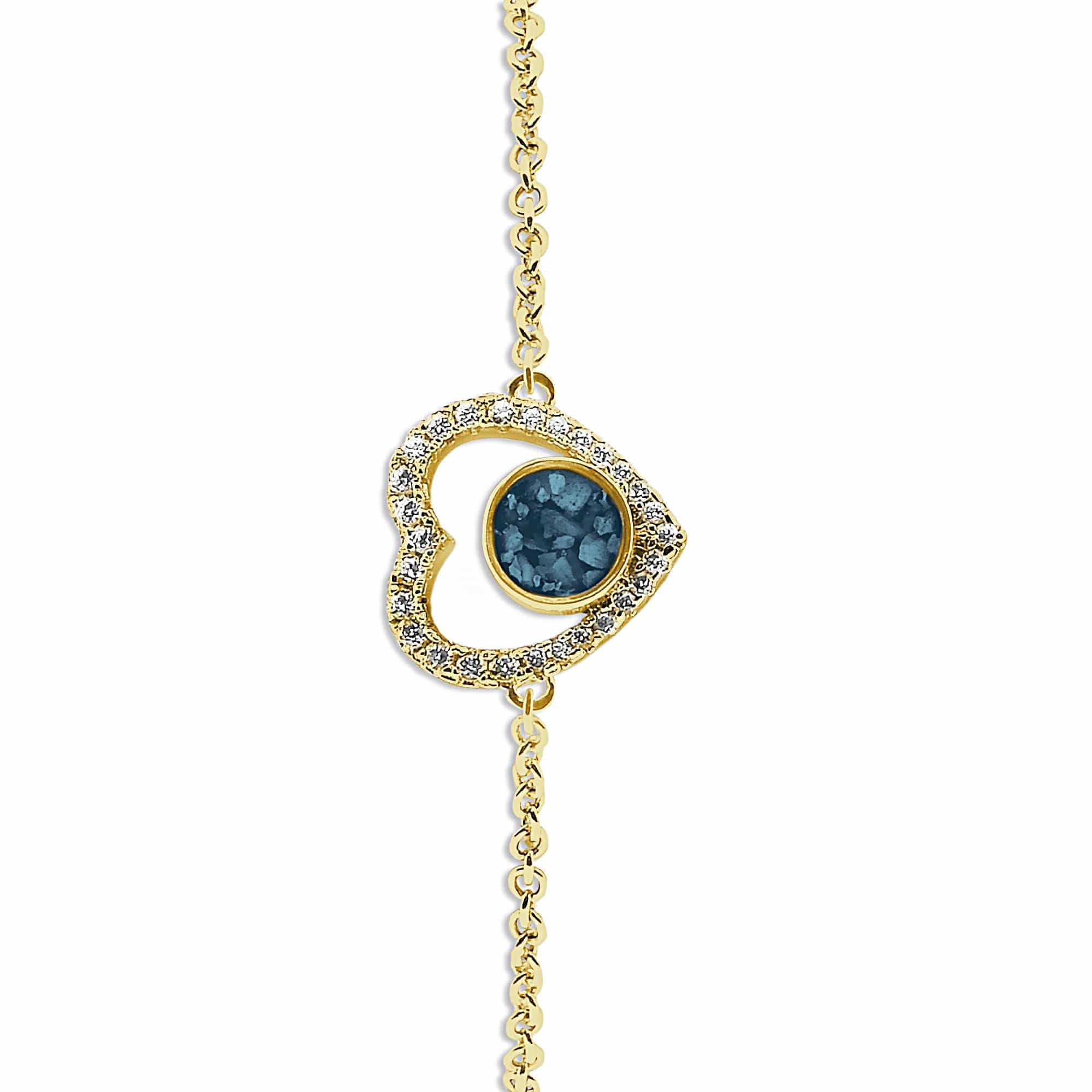 EverWith Ladies Forever Memorial Ashes Bracelet with Fine Crystals 9k Yellow Gold Blue