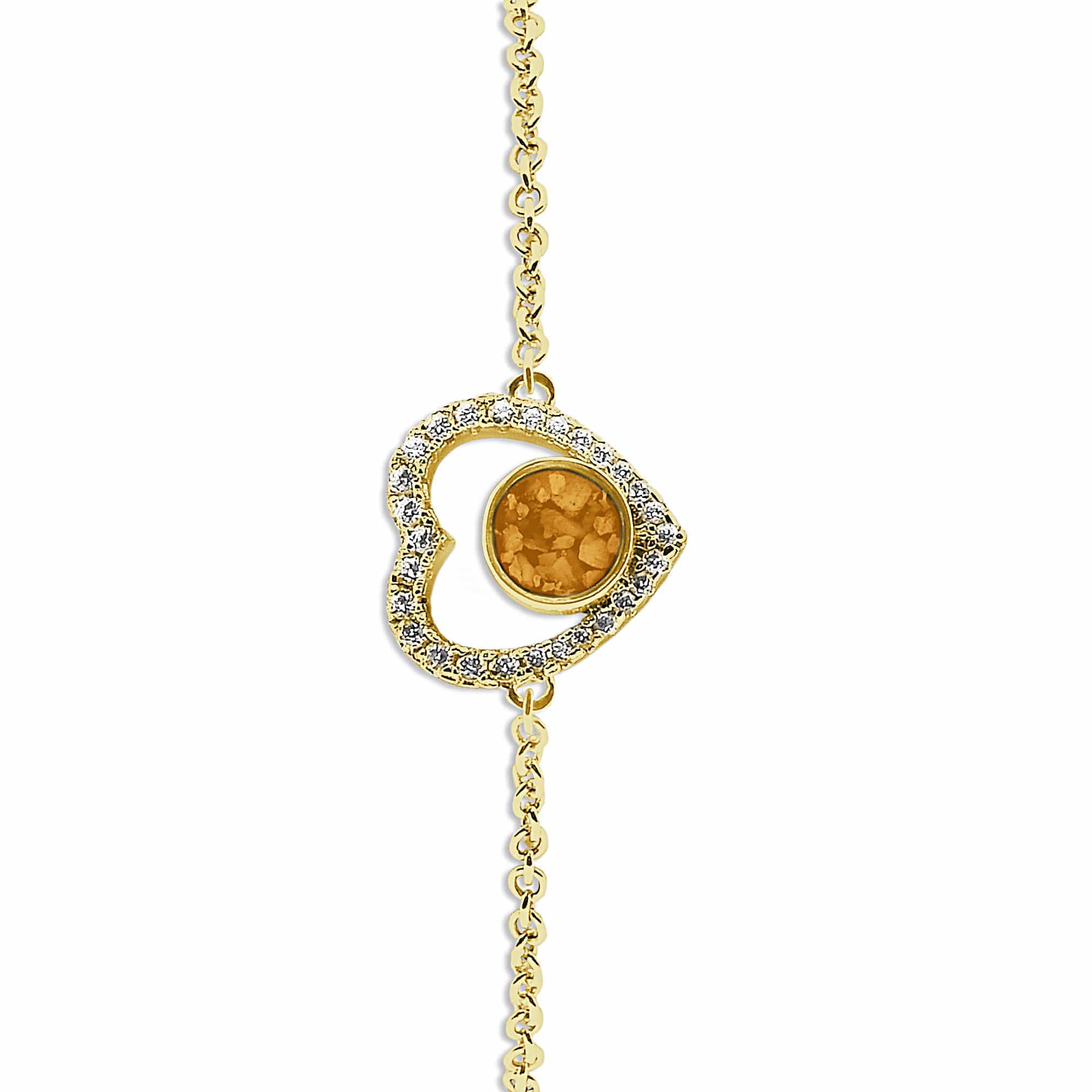 EverWith Ladies Forever Memorial Ashes Bracelet with Fine Crystals 9k Yellow Gold Orange