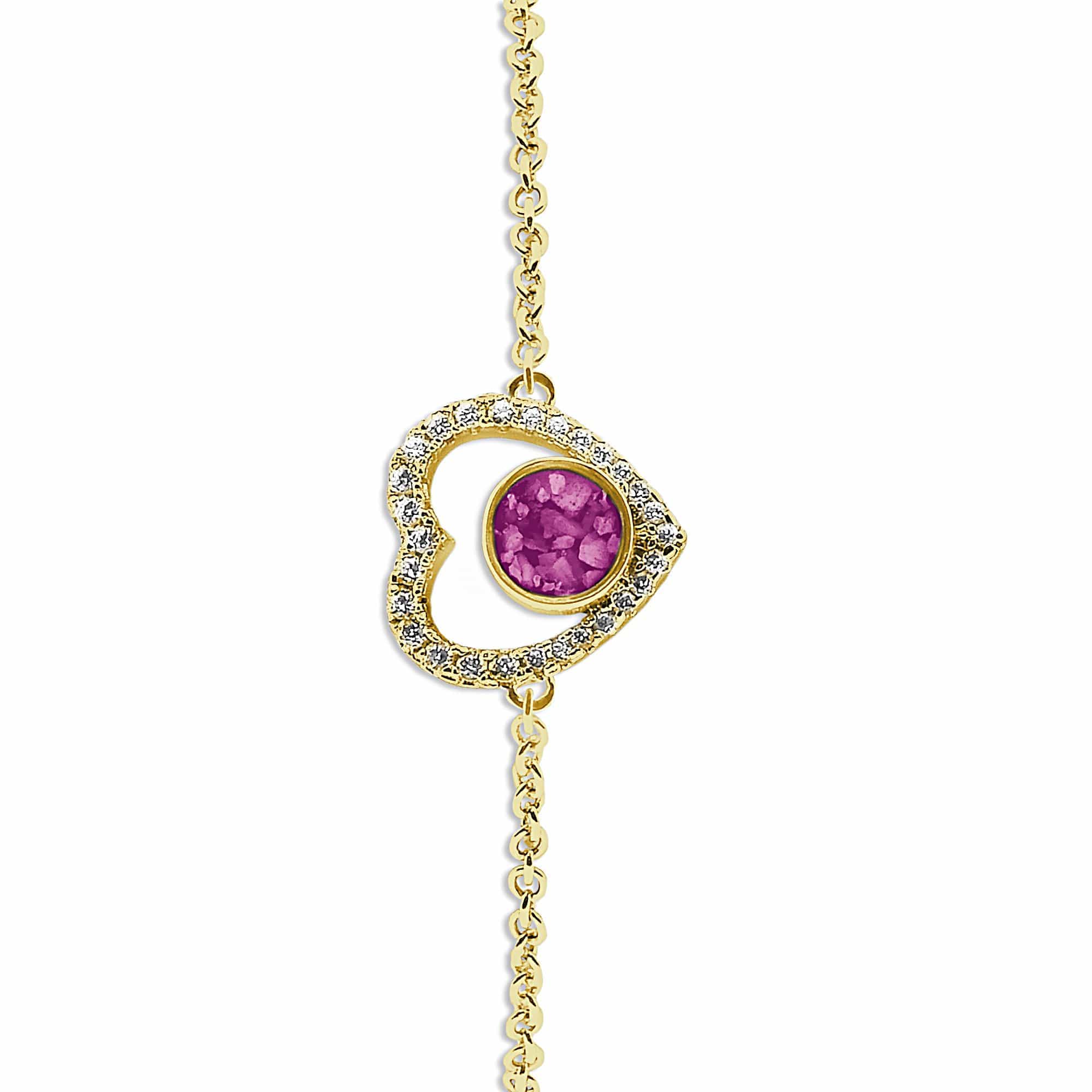 EverWith Ladies Forever Memorial Ashes Bracelet with Fine Crystals 9k Yellow Gold Pink