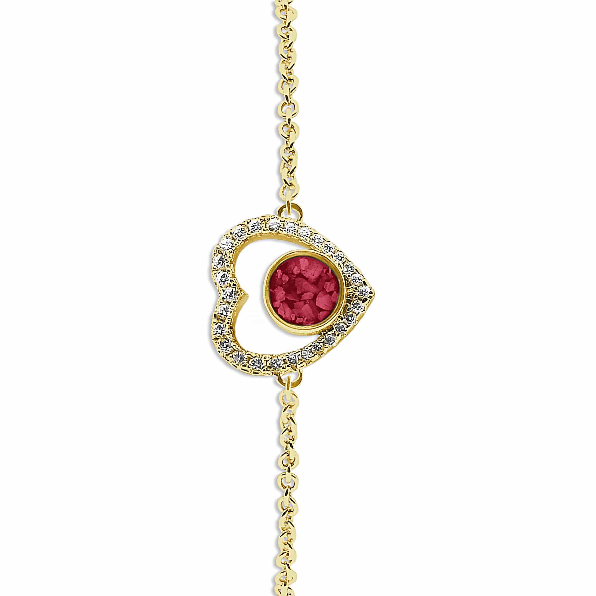 EverWith Ladies Forever Memorial Ashes Bracelet with Fine Crystals 9k Yellow Gold Red