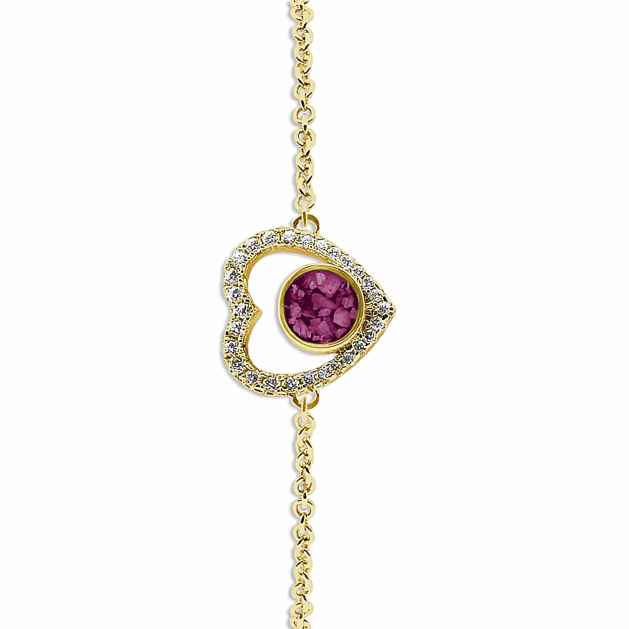 EverWith Ladies Forever Memorial Ashes Bracelet with Fine Crystals 9k Yellow Gold Violet
