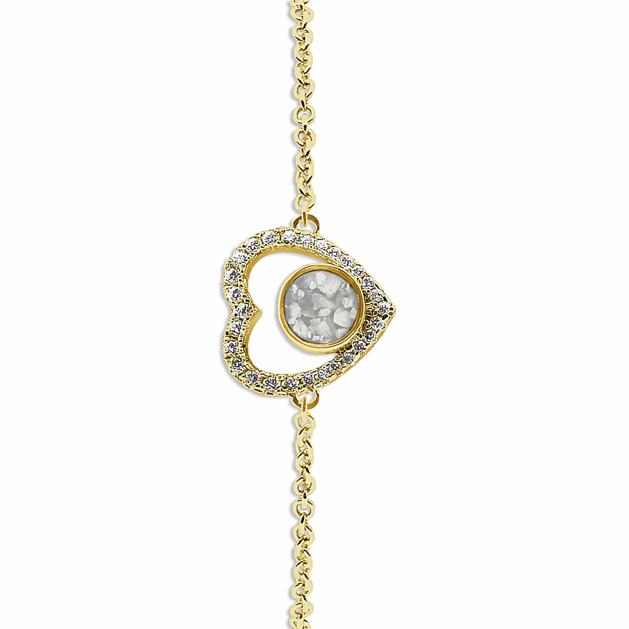 EverWith Ladies Forever Memorial Ashes Bracelet with Fine Crystals 9k Yellow Gold White