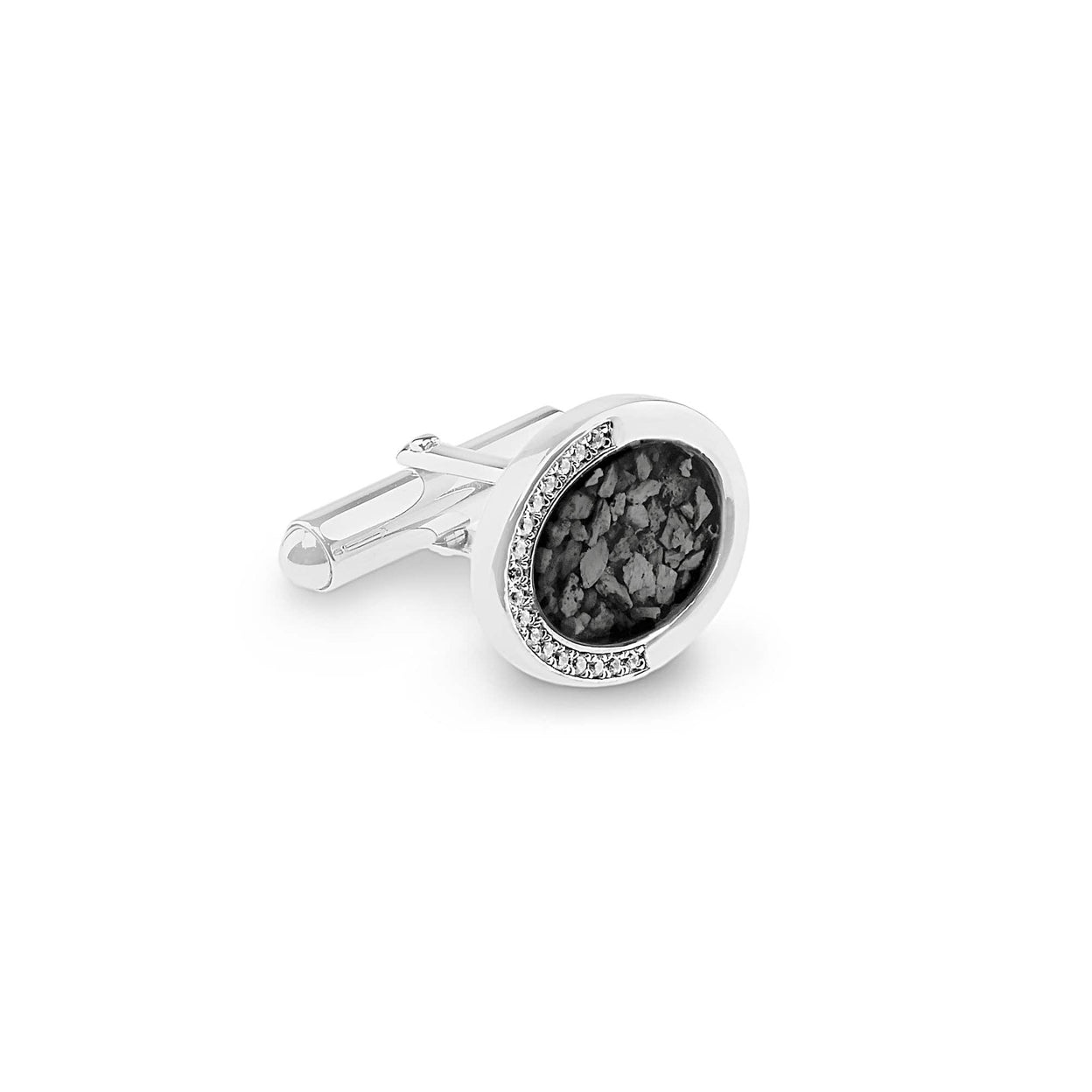 Load image into Gallery viewer, EverWith Gents Fancy Oval Memorial Ashes Cufflinks with Fine Crystals