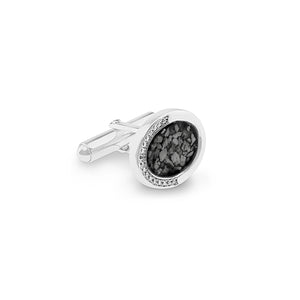 EverWith Gents Fancy Oval Memorial Ashes Cufflinks with Fine Crystals