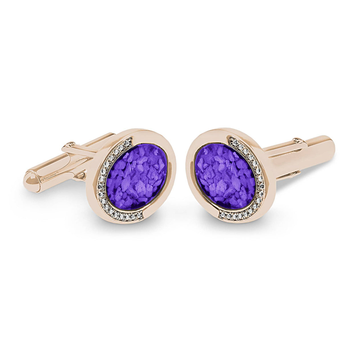 Load image into Gallery viewer, EverWith Gents Fancy Oval Memorial Ashes Cufflinks with Fine Crystals