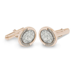 EverWith Gents Fancy Oval Memorial Ashes Cufflinks with Fine Crystals