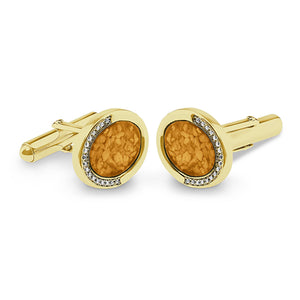 EverWith Gents Fancy Oval Memorial Ashes Cufflinks with Fine Crystals